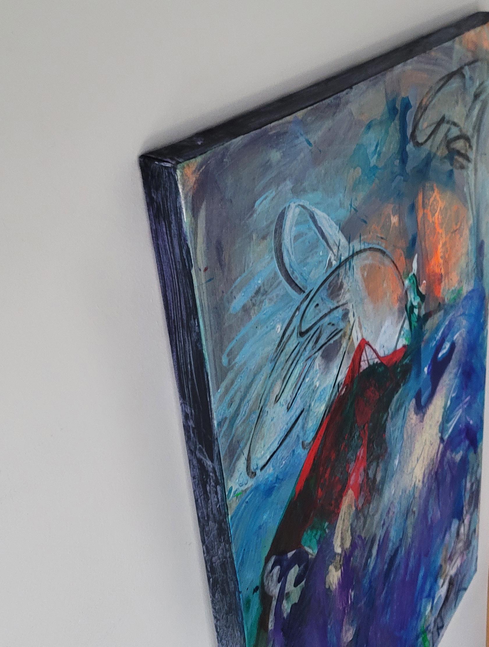 Impression abstraite_ Un peu d'orange-rouge I en vente 4