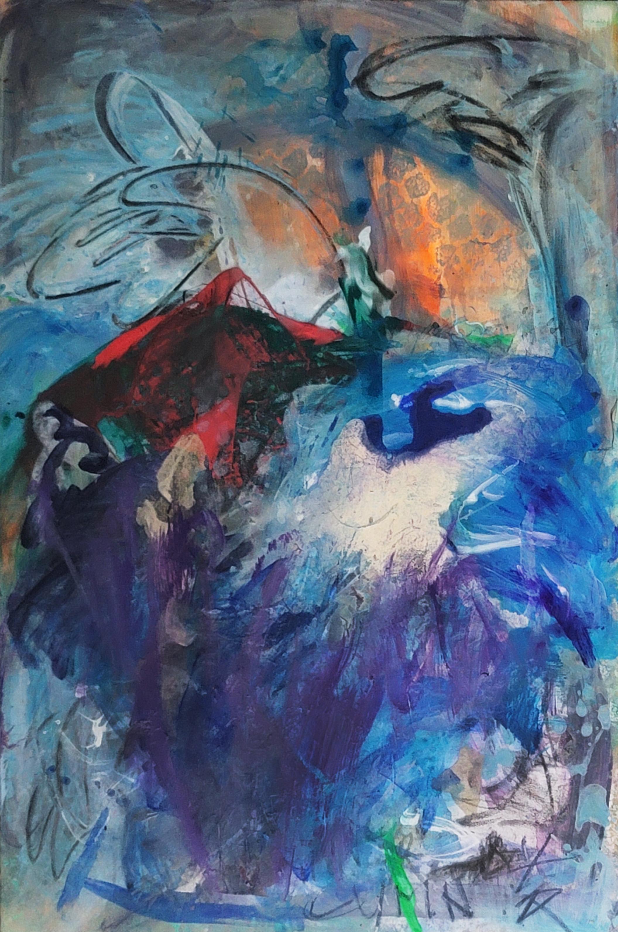 Impression abstraite_ Un peu d'orange-rouge I - Painting de Cymn Wong 