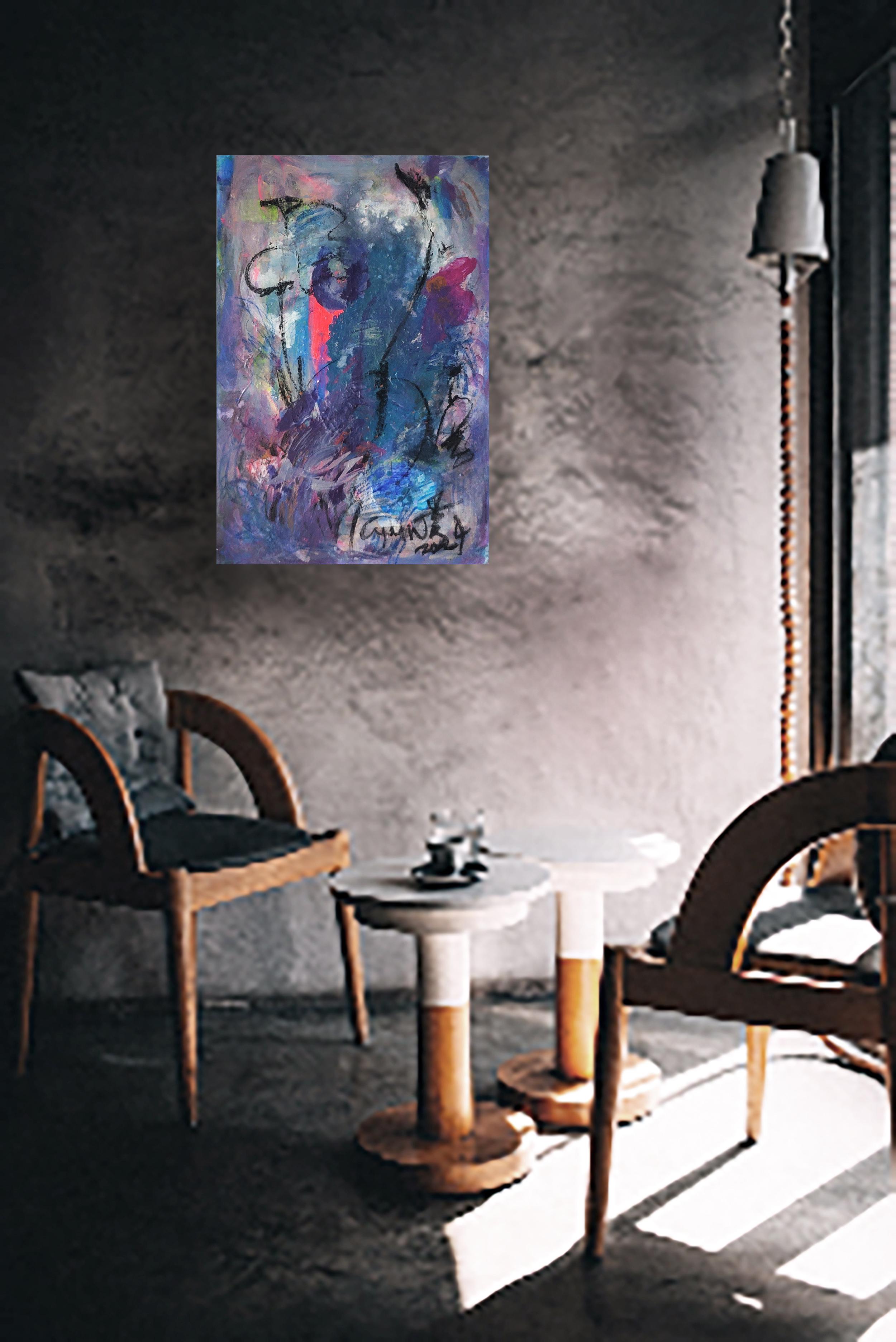 Impresión abstracta_ Un poco de rosa I - Painting Expresionismo abstracto de Cymn Wong 