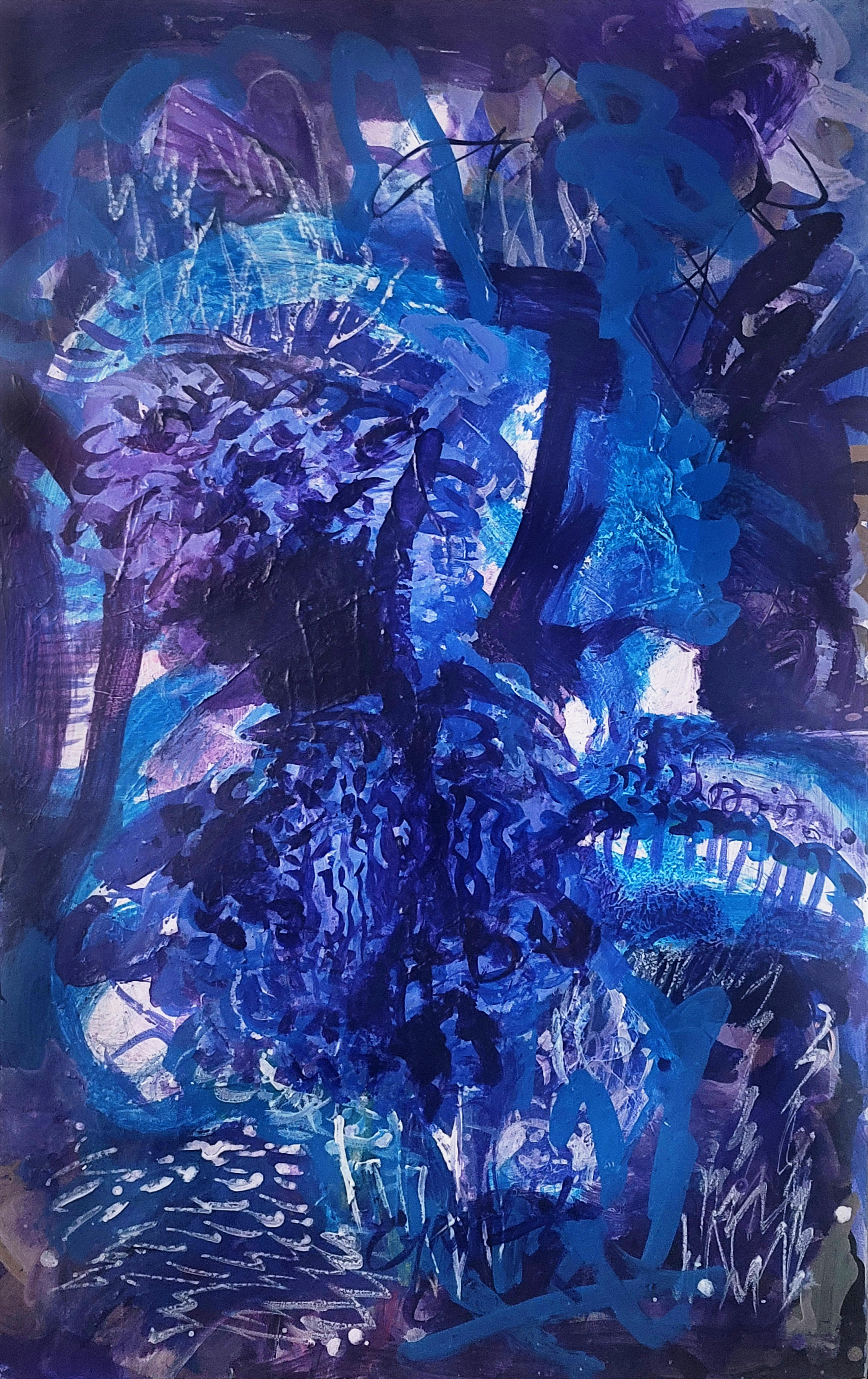 Abstract Impression_Bruise Blue I - Painting by Cymn Wong 