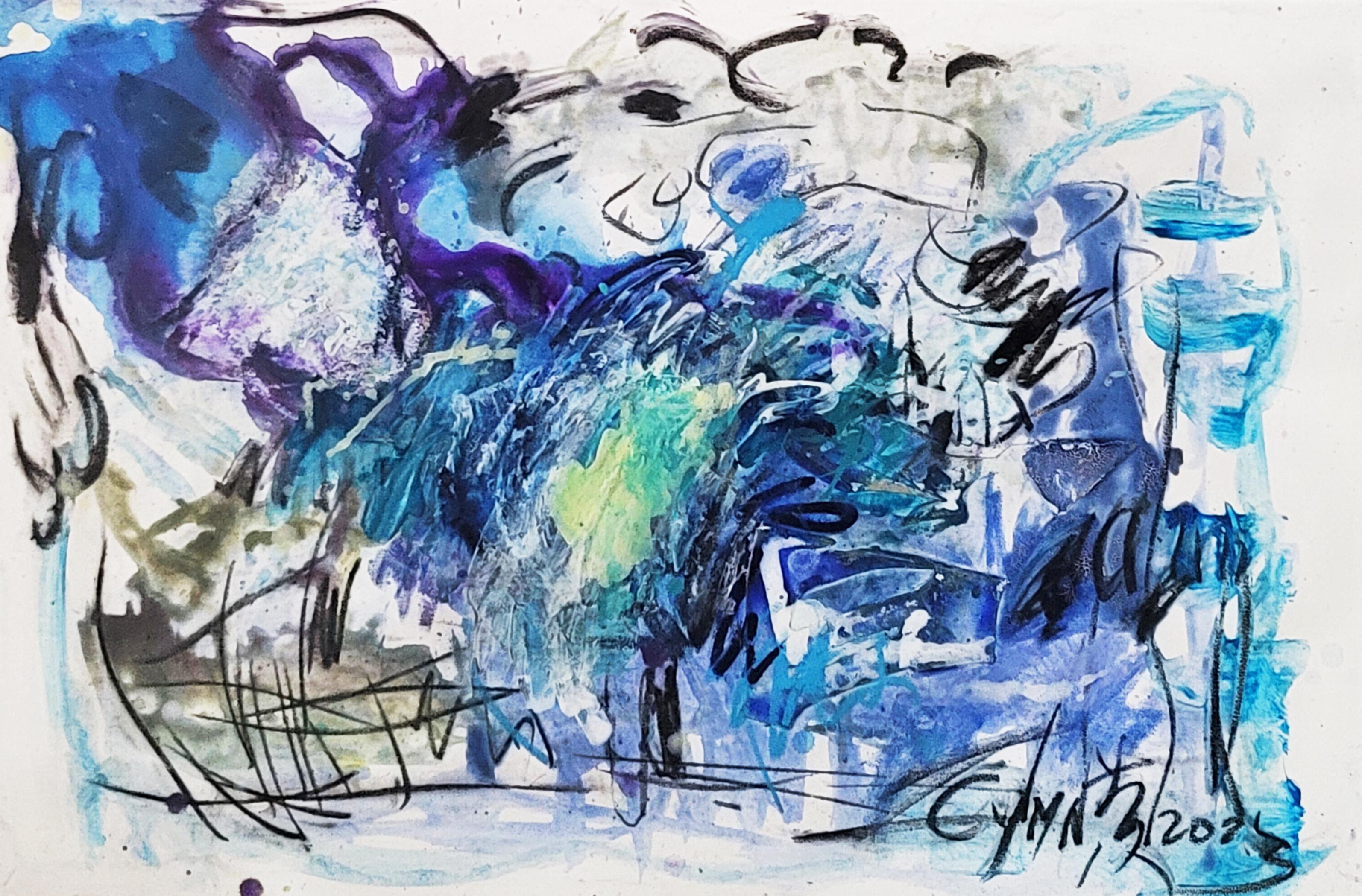Beyond Blue - Abstract Impression II - Painting by Cymn Wong 
