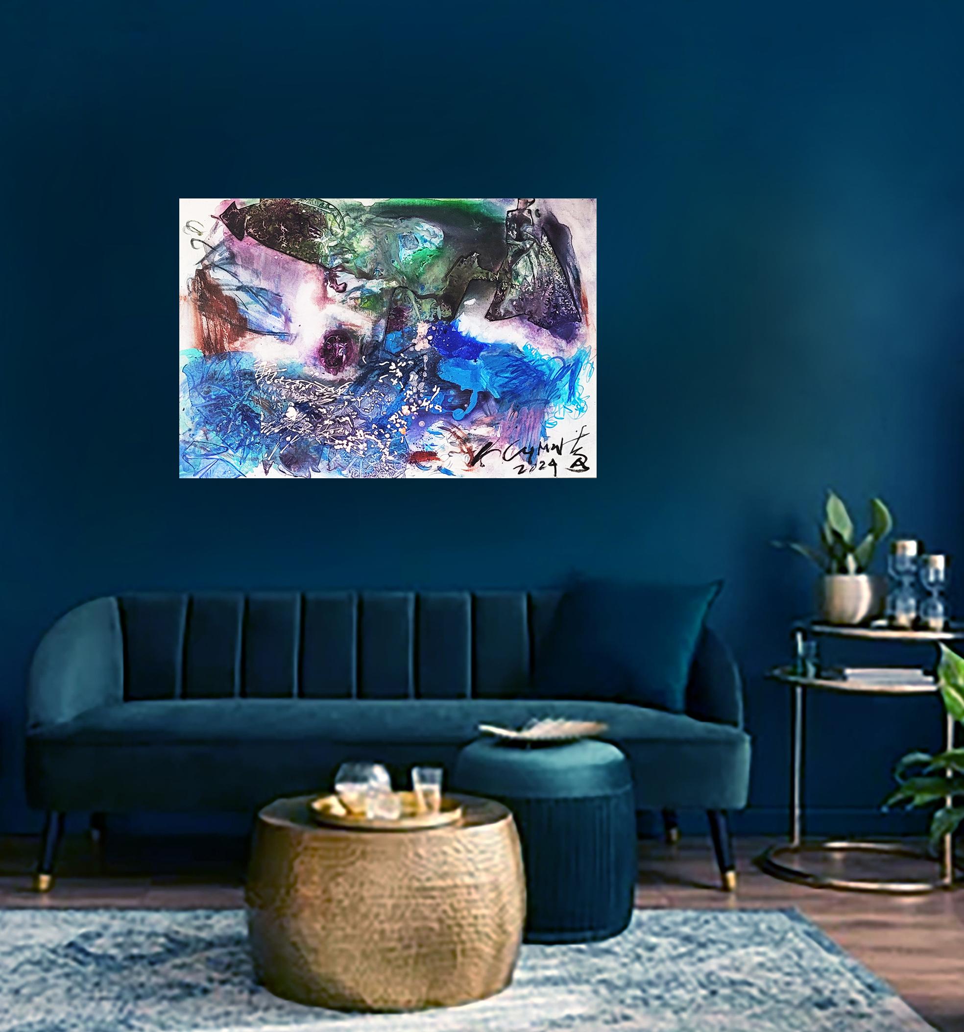 Dot Dot Paysage mental II - Expressionnisme abstrait Painting par Cymn Wong 