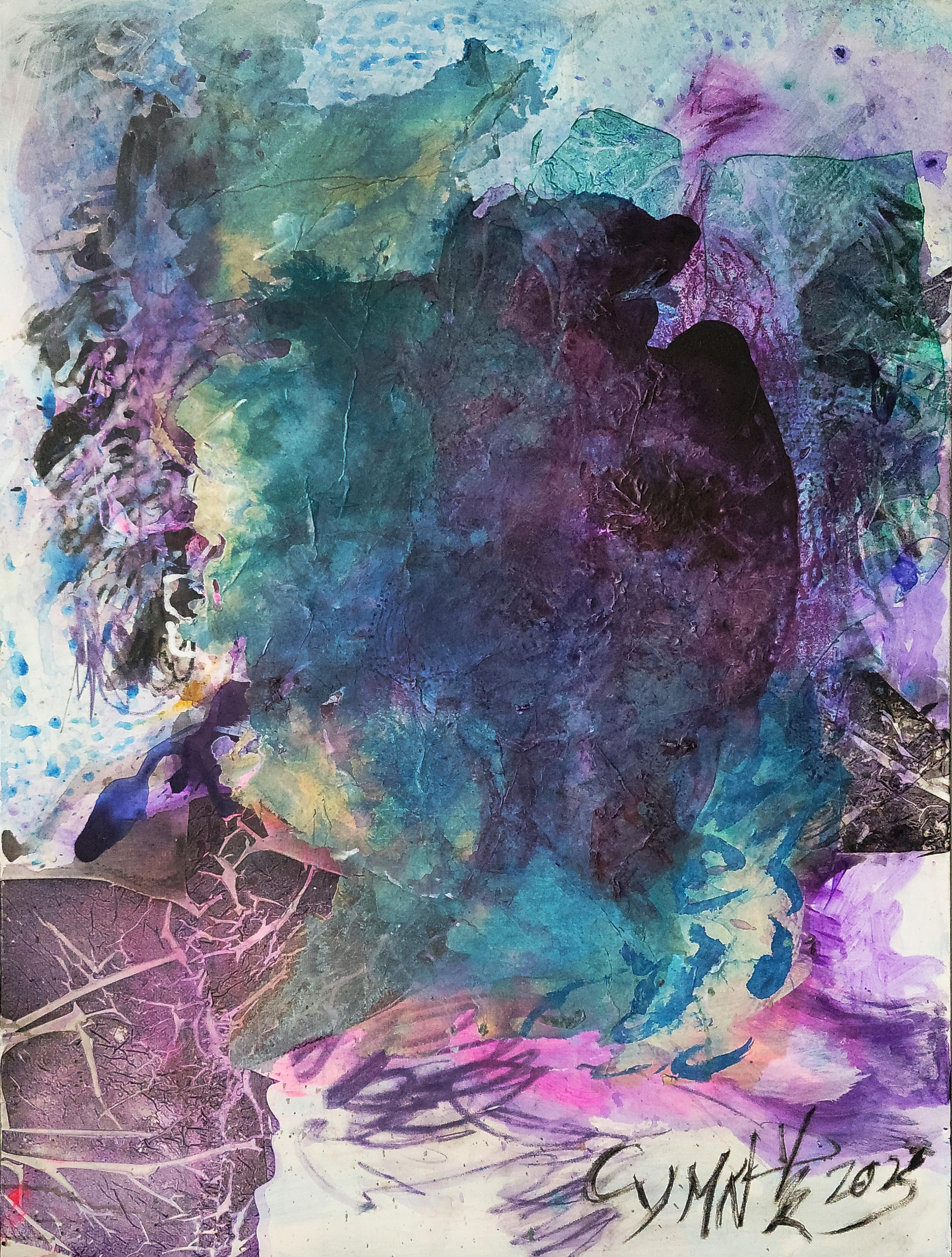 Emerge and Transcend- Expressive, Abstract Landscape, Zen Calligraphy  - Painting by Cymn Wong 