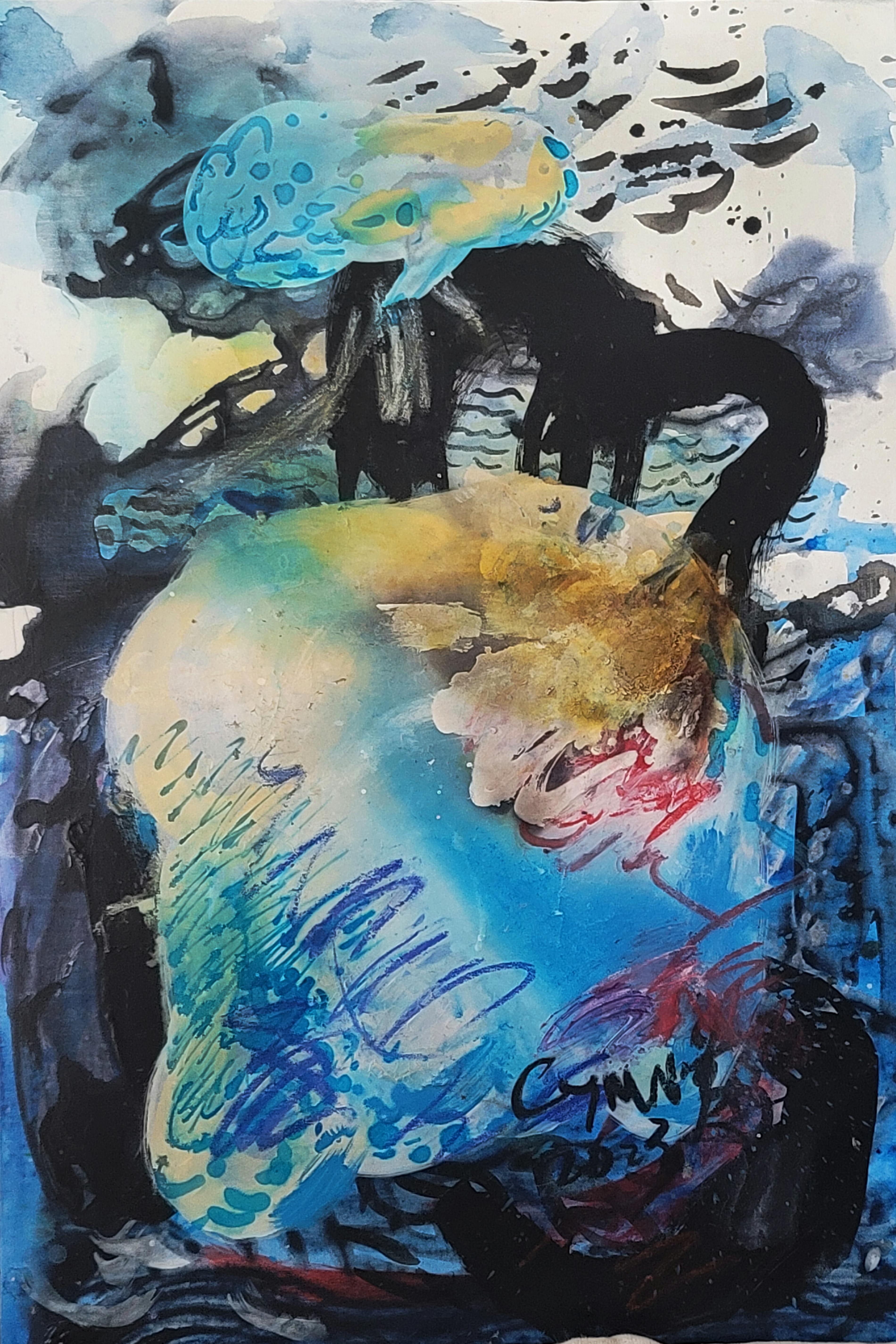Emergence III - Raw Power, Expressive Abstract, Zen Calligraphy - Painting by Cymn Wong 