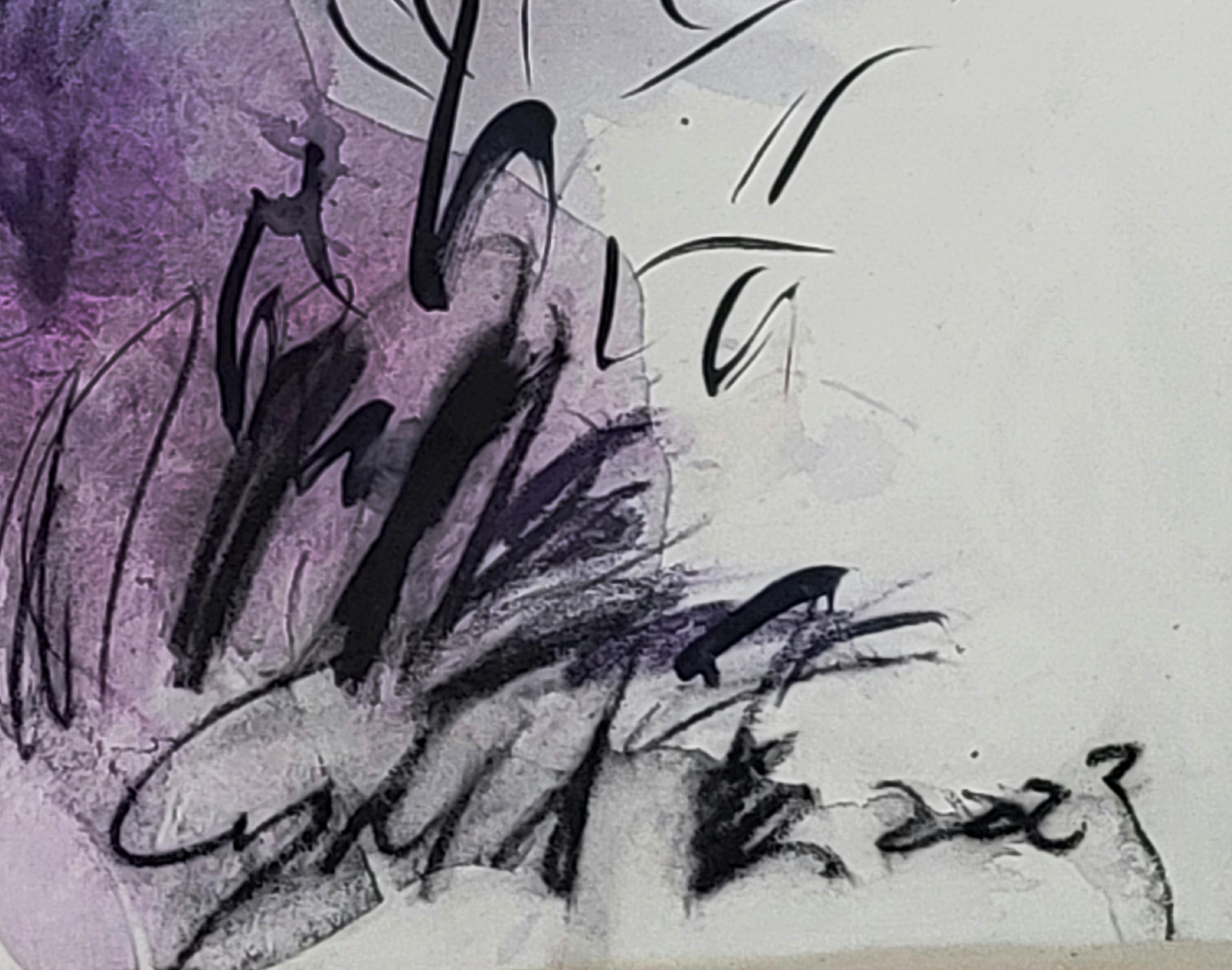 From Seed to Serenity - Vivid, Gestural, Expressive abstract and Zen Calligraphy For Sale 1