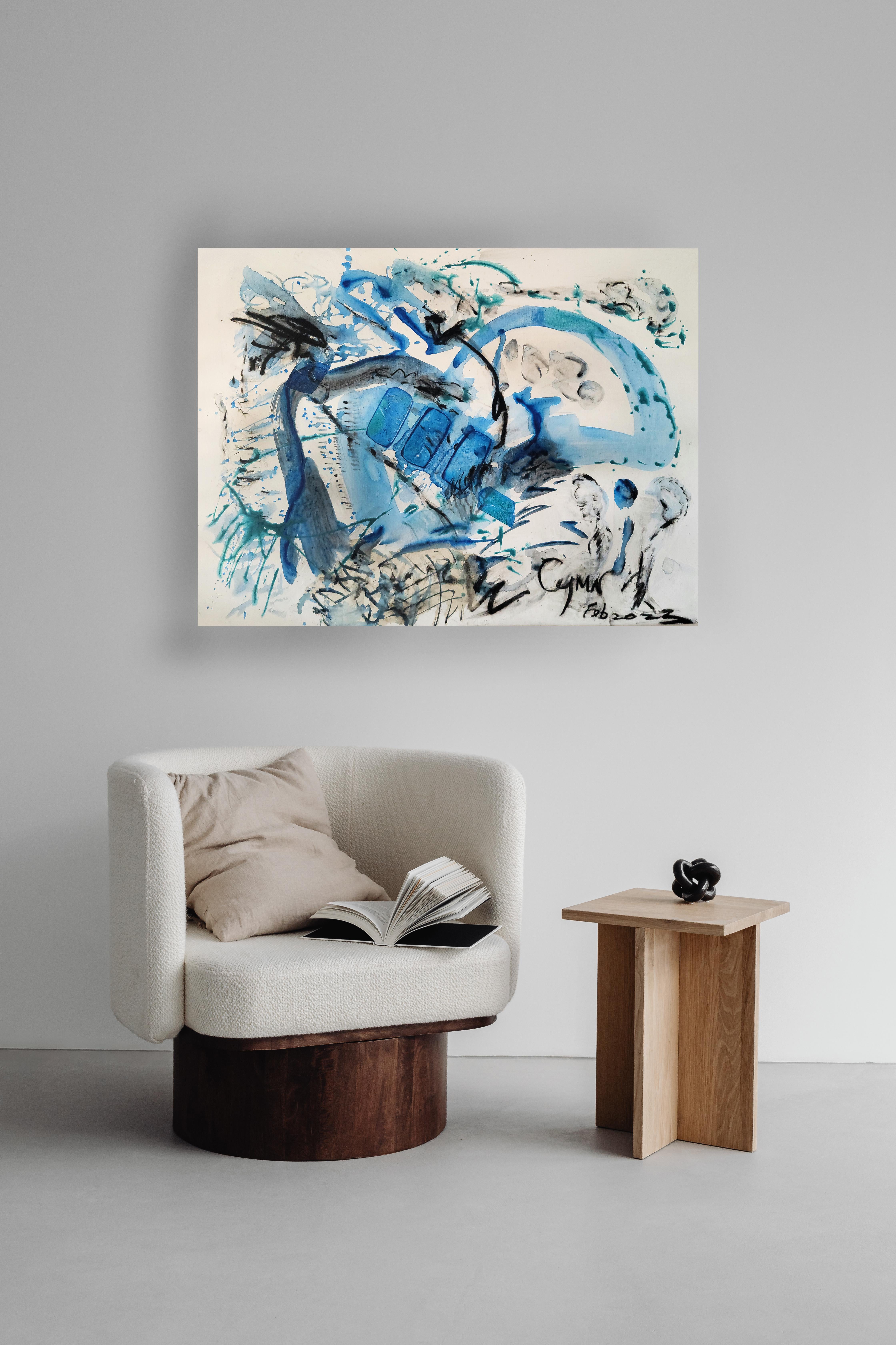 Ocean's Embrace - Abstract Expressionist Painting by Cymn Wong 