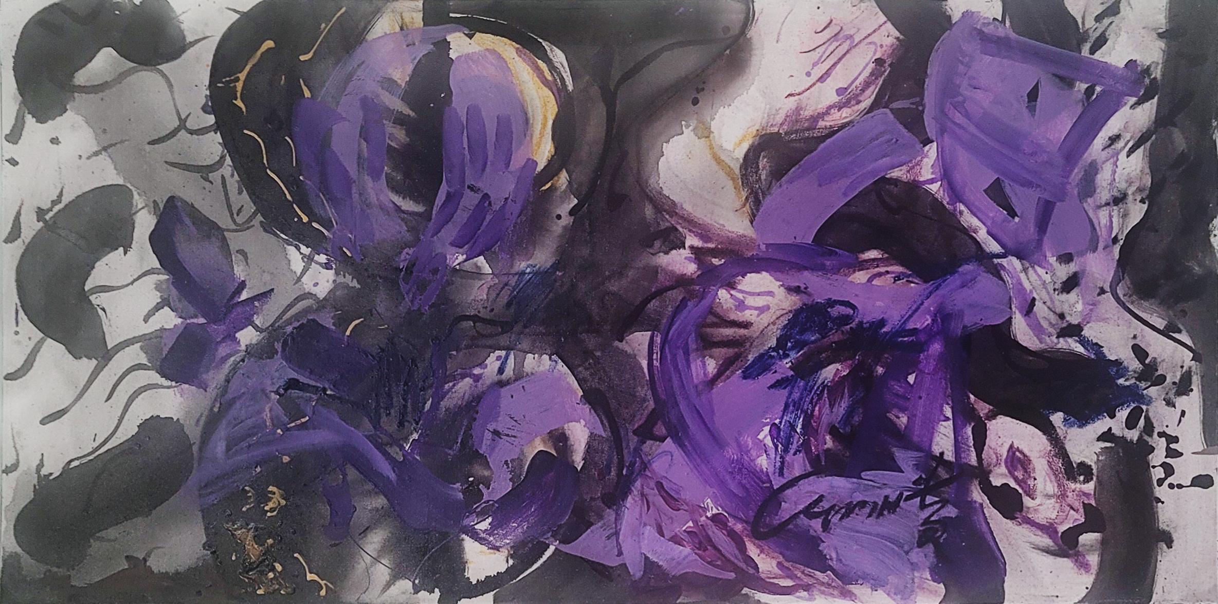 Purple Abstract Composition I: Violet Resonance - Painting by Cymn Wong 