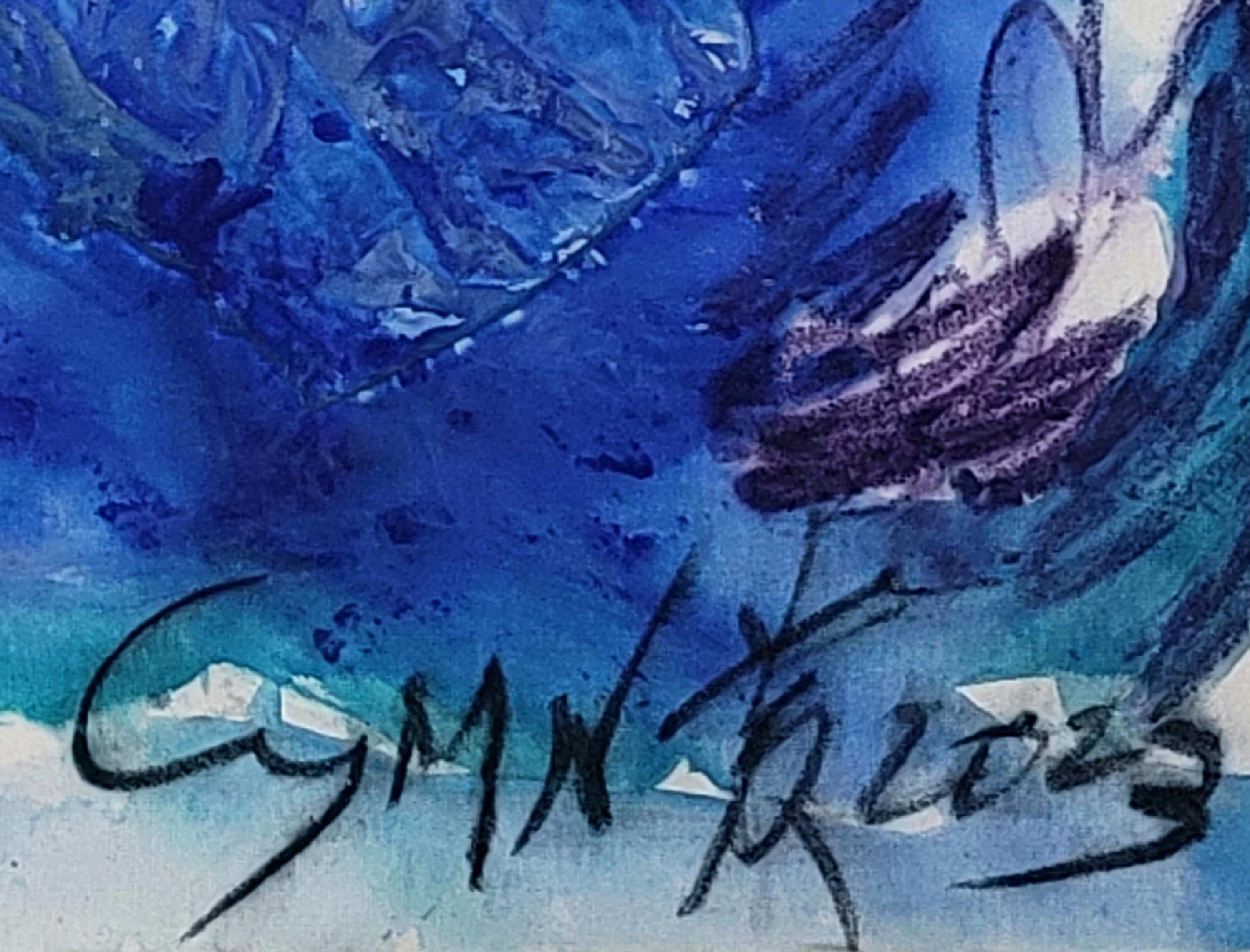 La résilience dans la solitude - Calligraphie abstraite énergique et expressive, Zen en vente 1
