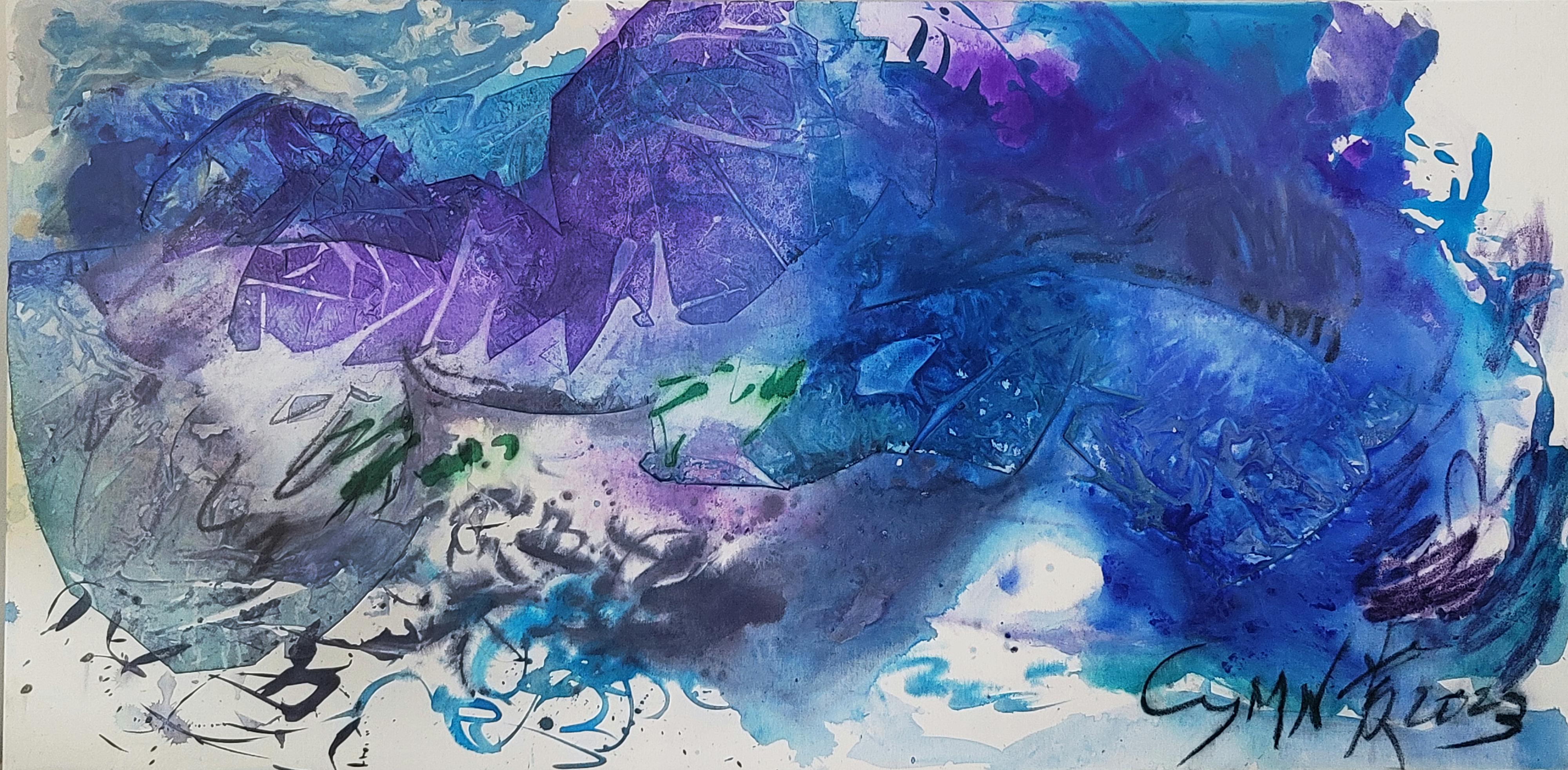 Resilience in Solitude - Energetic, Expressive Abstract, Zen Calligraphy - Painting by Cymn Wong 