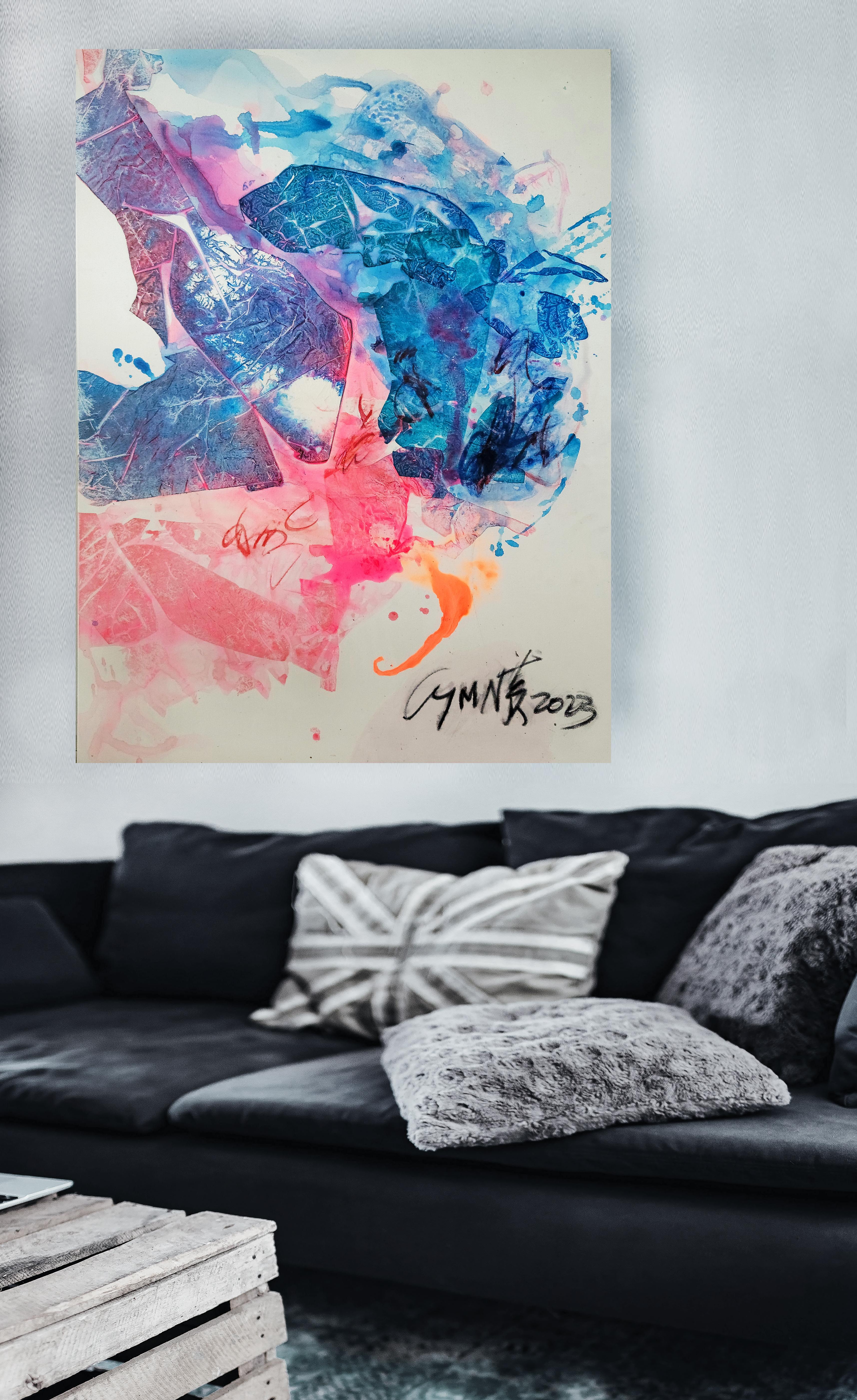 Resilient Resurgence-Fresh, colorful, Expressive Abstract, Zen Calligraphy - Abstract Expressionist Painting by Cymn Wong 