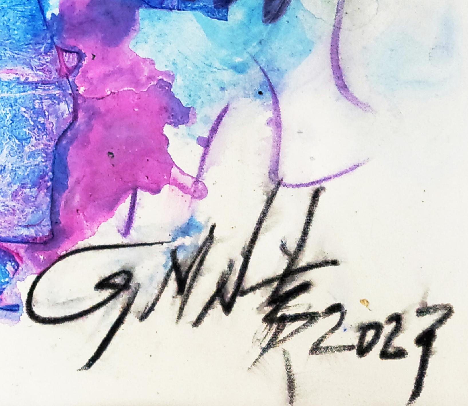 Rooted in Solitude- Vivid, colorful, Expressive Abstract, Zen Calligraphy For Sale 1