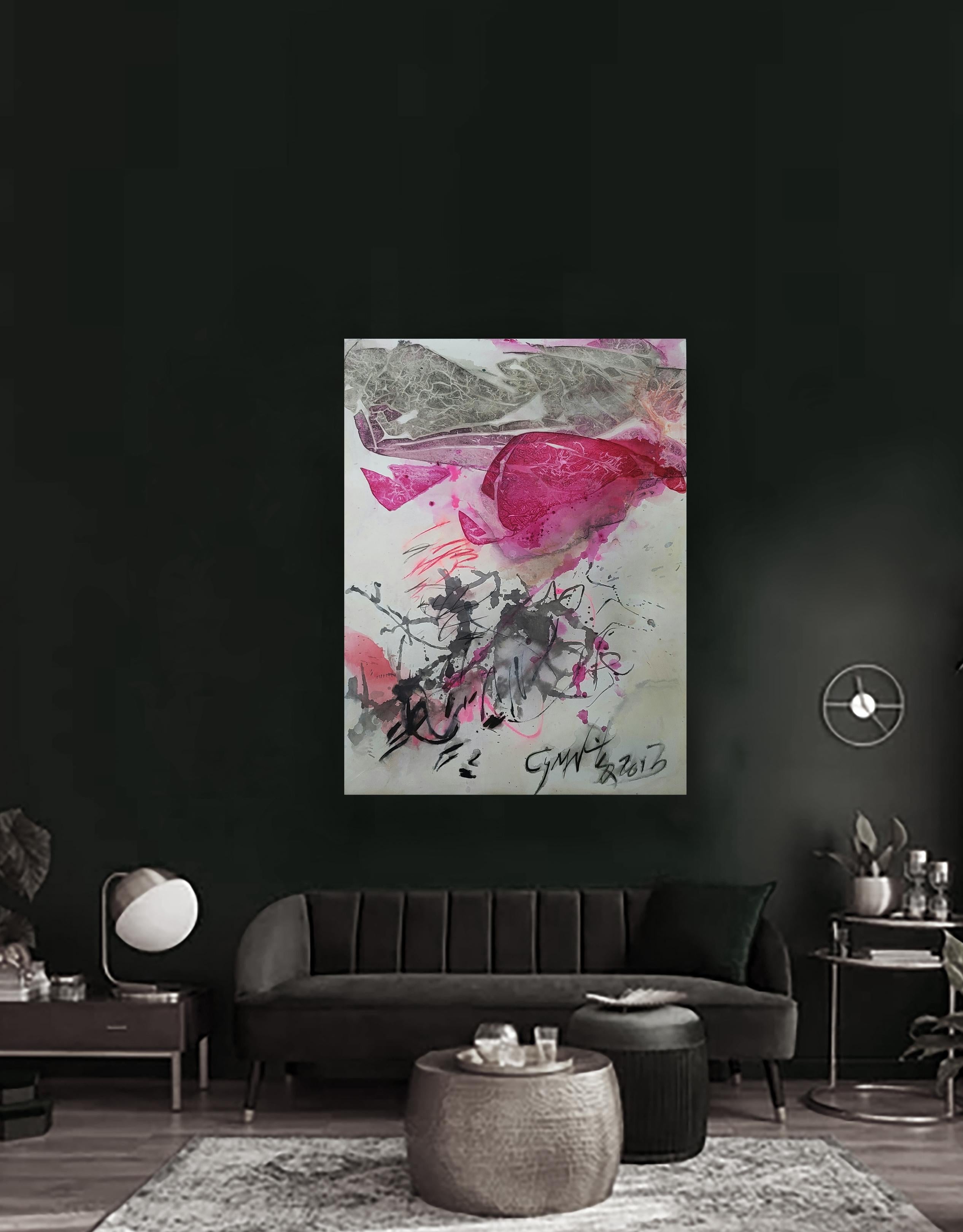Solo Growth -Vivid, Colorful, Expressive Abstract, Zen Calligraphy - Abstract Expressionist Painting by Cymn Wong 