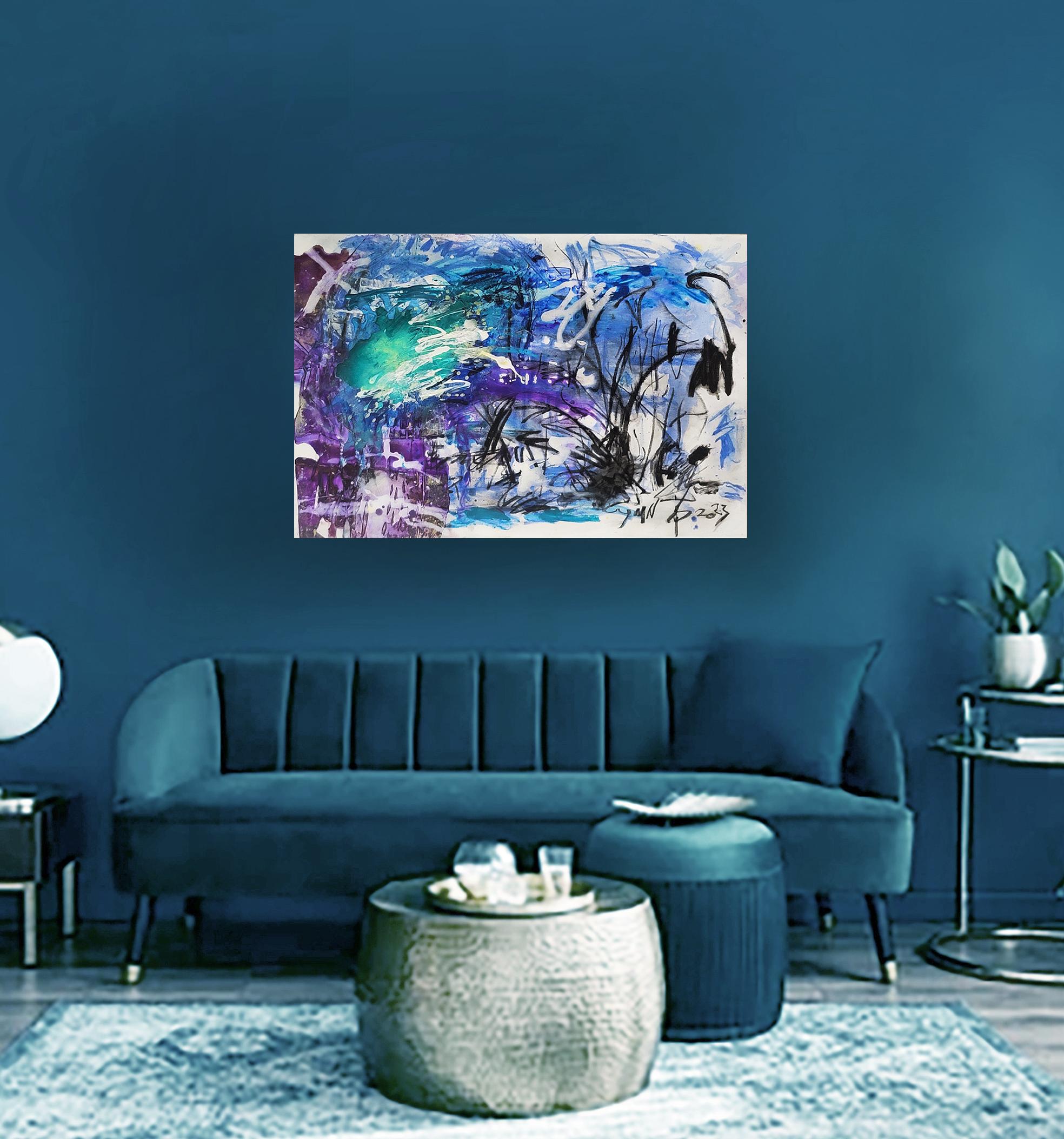 Space, beyond Faraway III - Abstract Expressionist Painting by Cymn Wong 