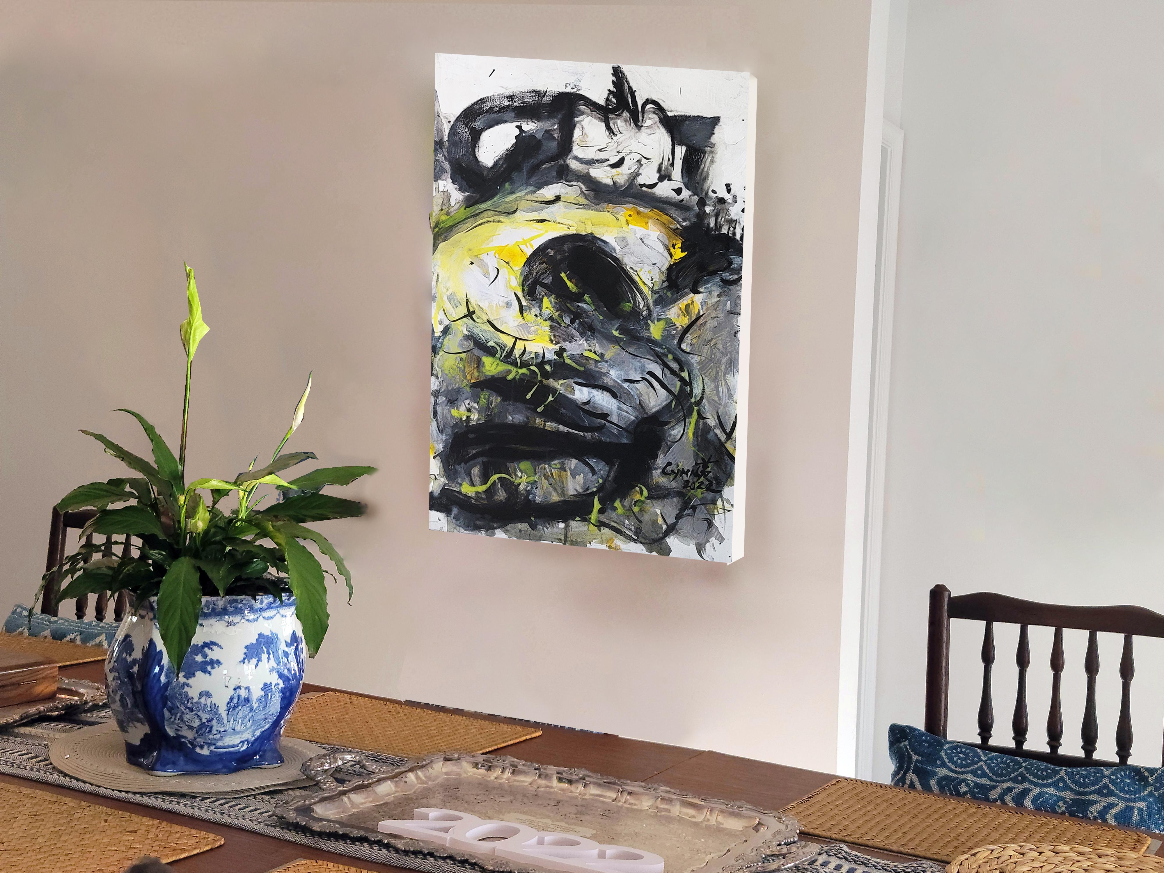 Sunset over the Savanna III - Abstract Expressionist Painting by Cymn Wong 