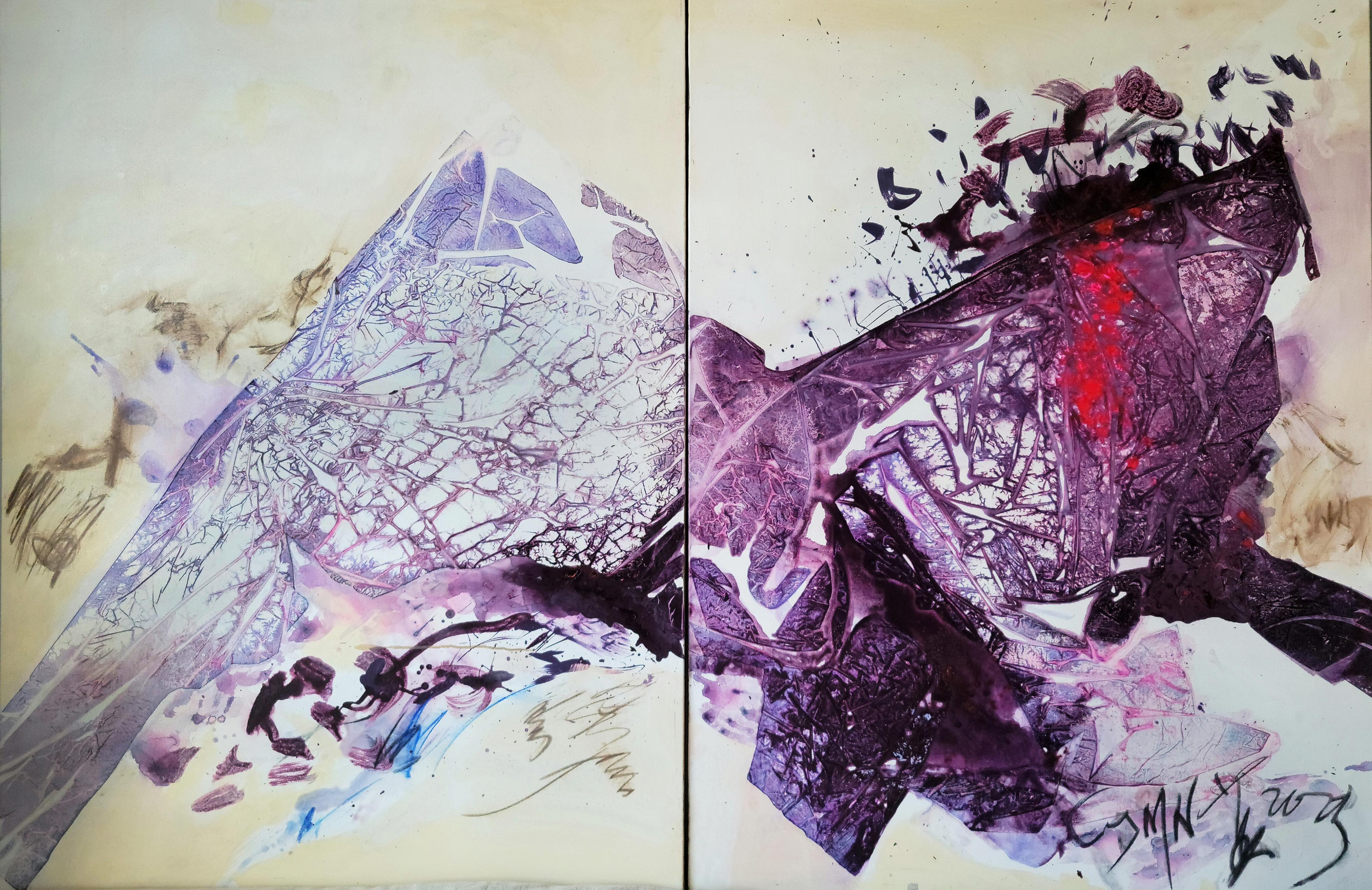 Synchronized Unity- Vivid, Gestural, Expressive Abstract and Zen Calligraphy - Painting by Cymn Wong 