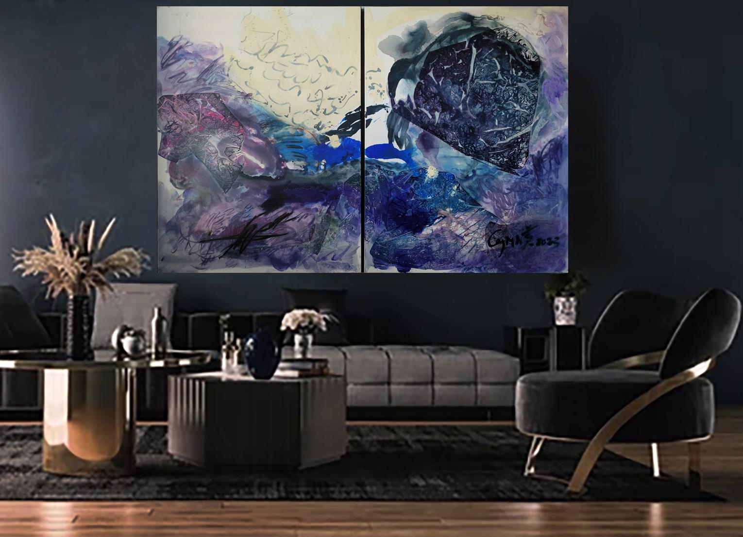 The Alchemy of Solitary Growth- Energetic, Expressive Abstract, Zen Calligraphy - Abstract Expressionist Painting by Cymn Wong 