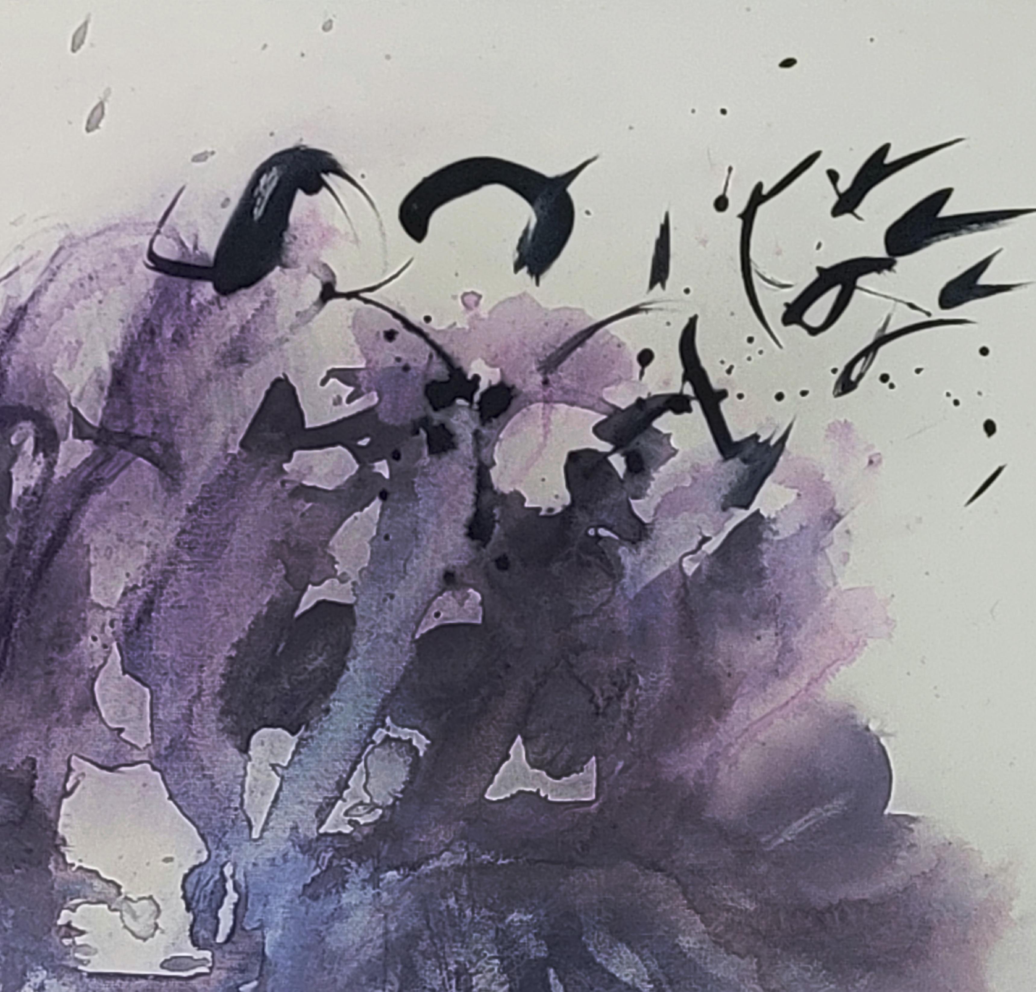 The Lone Bloom - Lyrical, Expressive Abstract, Zen Calligraphy For Sale 3