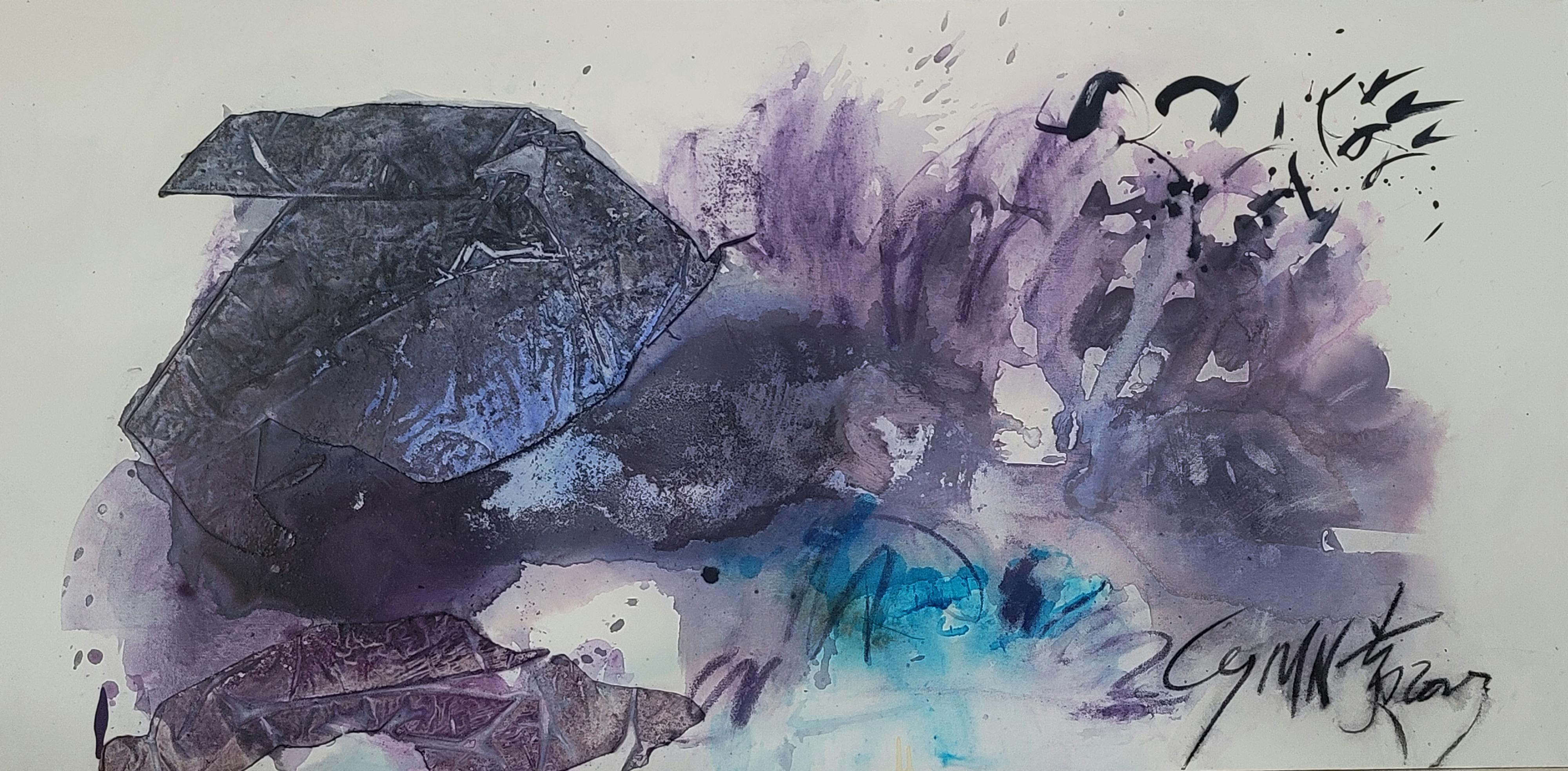 The Lone Bloom - Lyrical, Expressive Abstract, Zen Calligraphy - Painting by Cymn Wong 