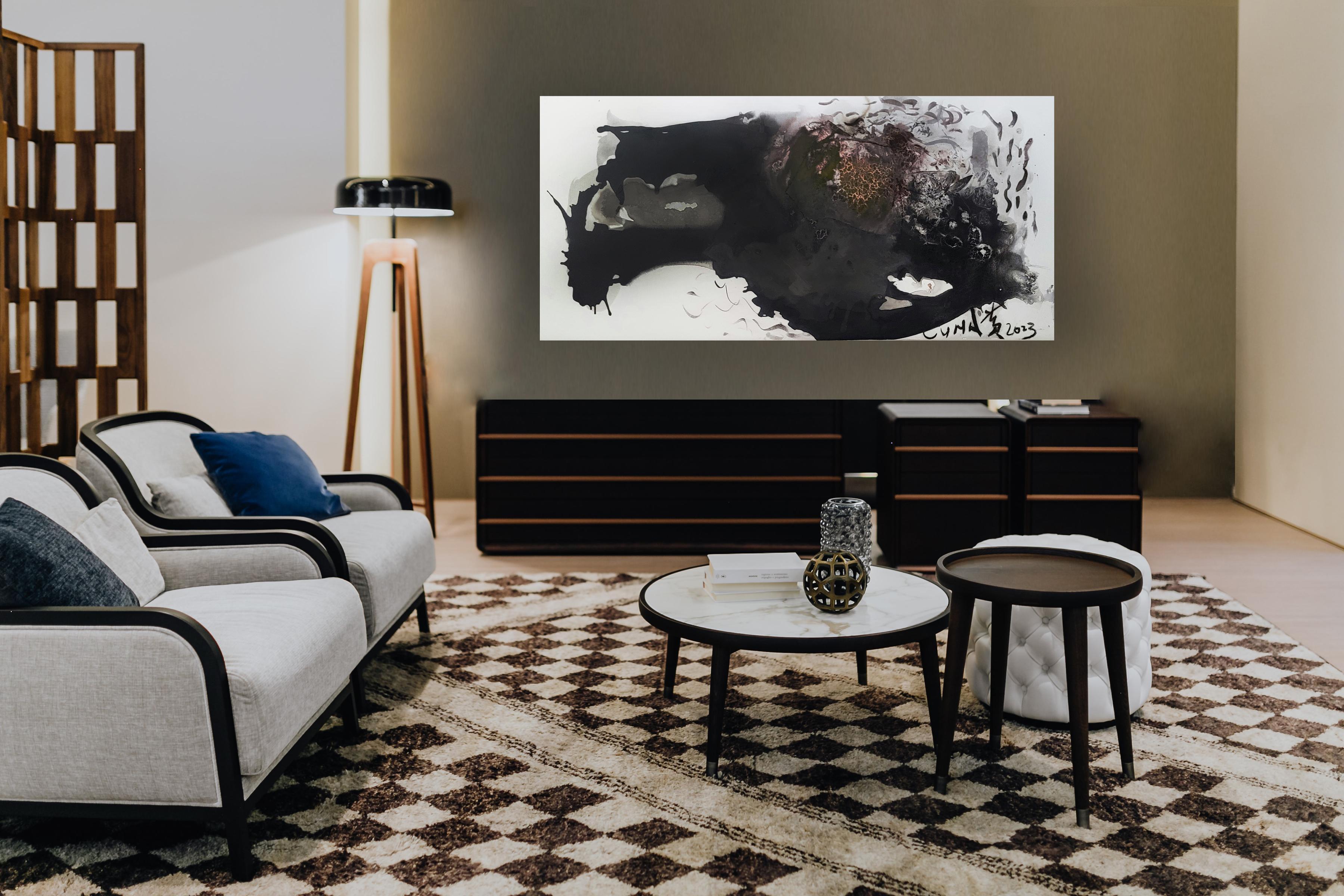The @ of Solitude _1 - Expressionnisme abstrait Painting par Cymn Wong 