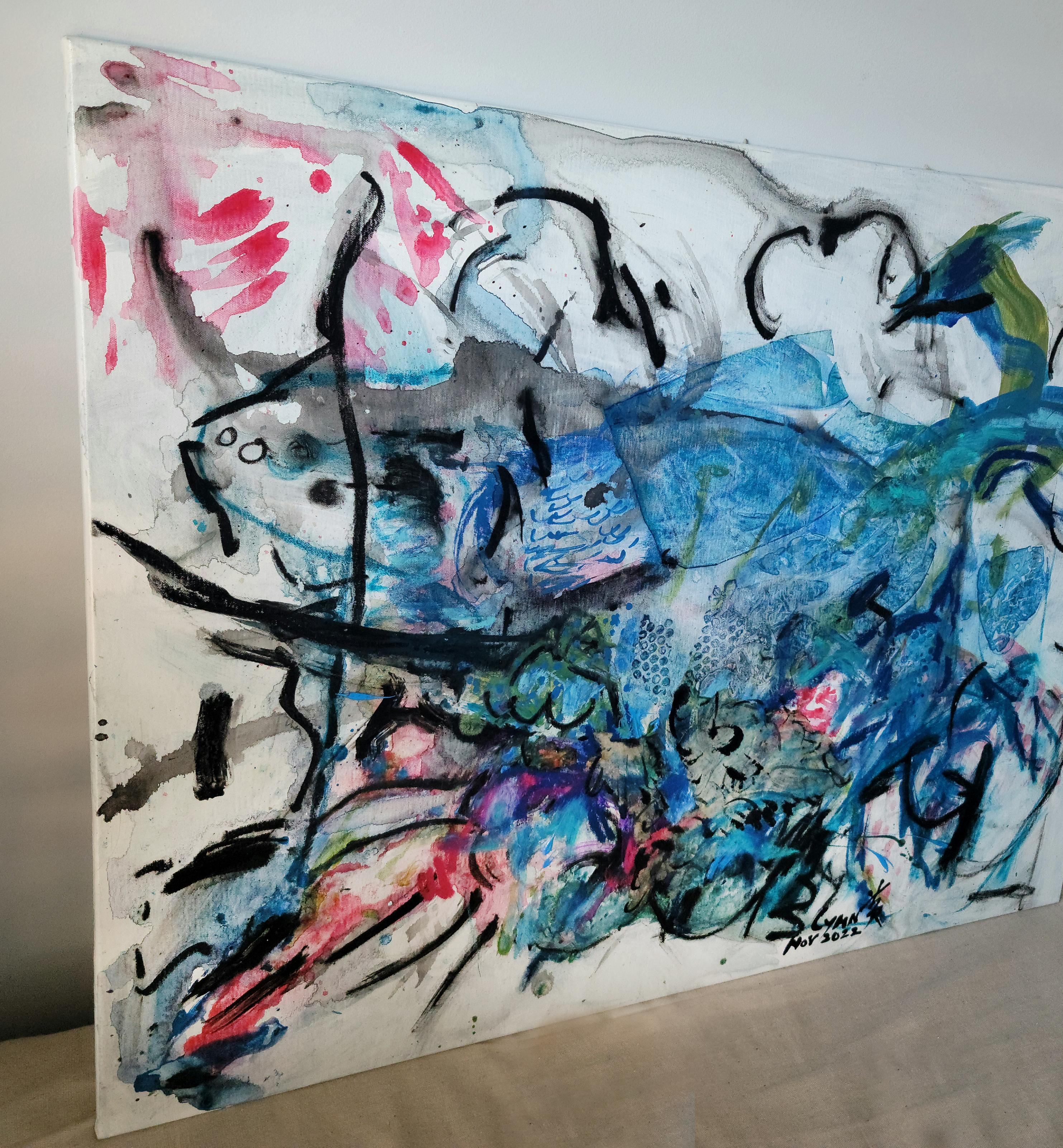 Cymn Wong’s style of mixed media paintings are developed alongside with pastel, crayon, acrylic and ink.  Rooted from traditional Chinese ink-brush painting to contemporary New York Abstract Expressionism, Wong wields various free and fluent but