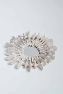 Cynarina Wall Mirror in Stoneware with Matte White Glaze by Kallia Panopoulou