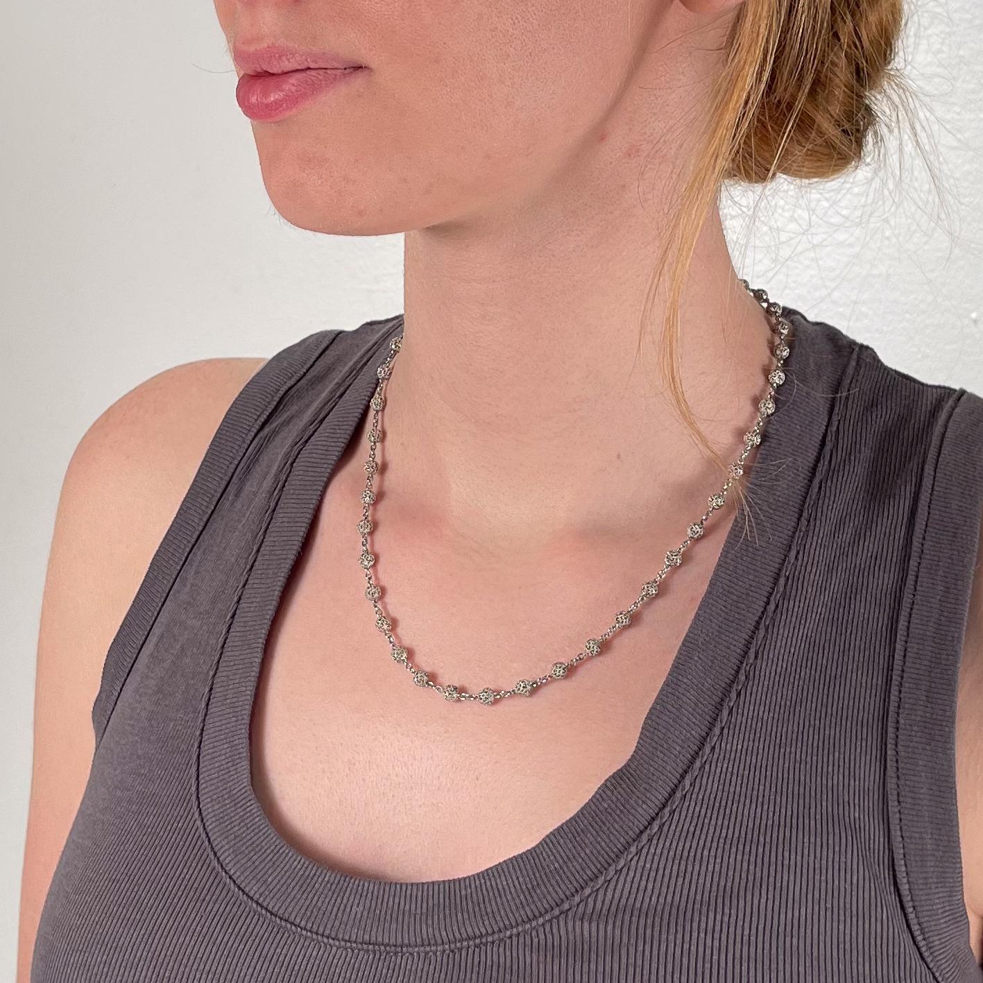 Cynthia Bach 18 Karat White Gold Filigree Beaded Necklace 2