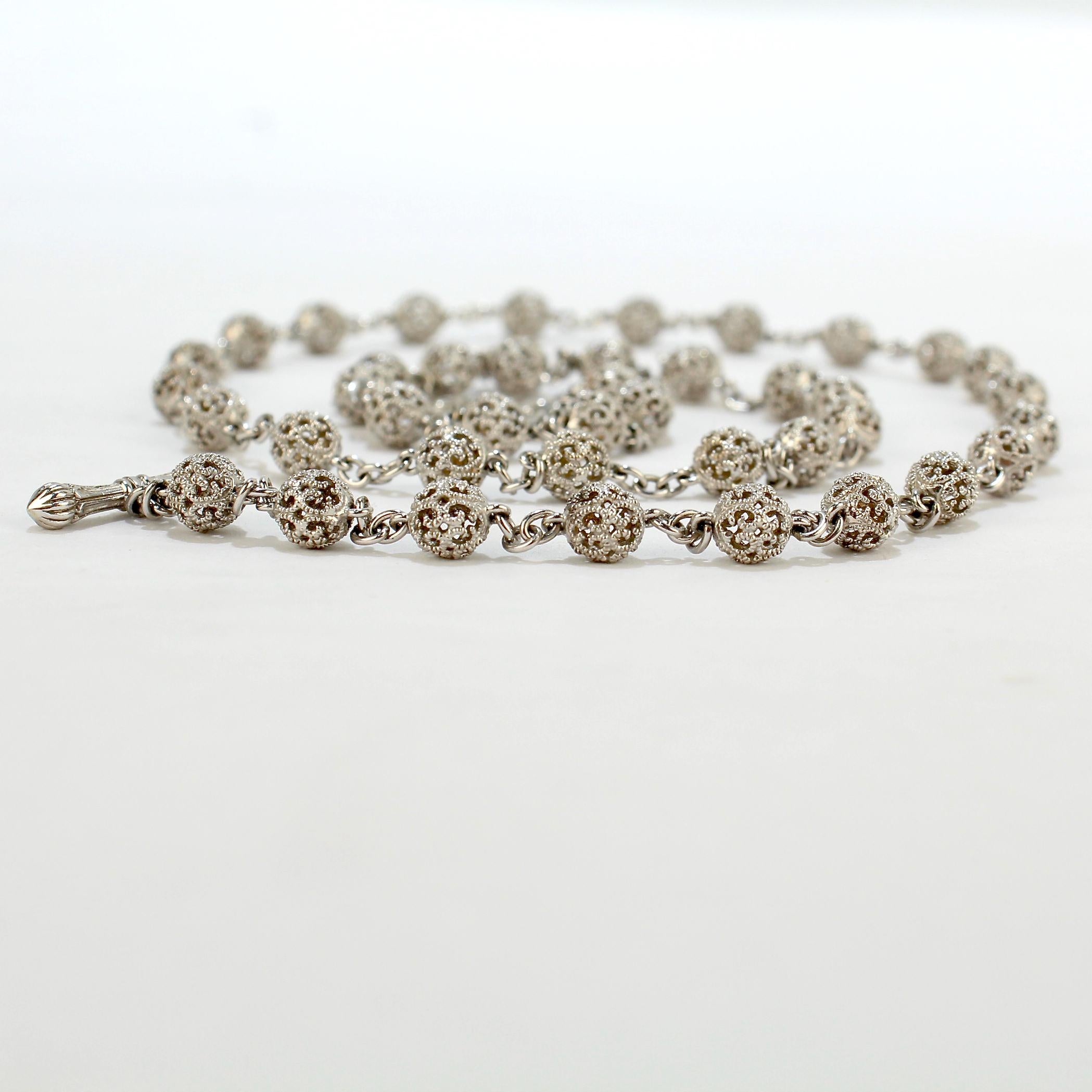 Moderne Cynthia Bach, collier de perles en filigrane en or blanc 18 carats en vente