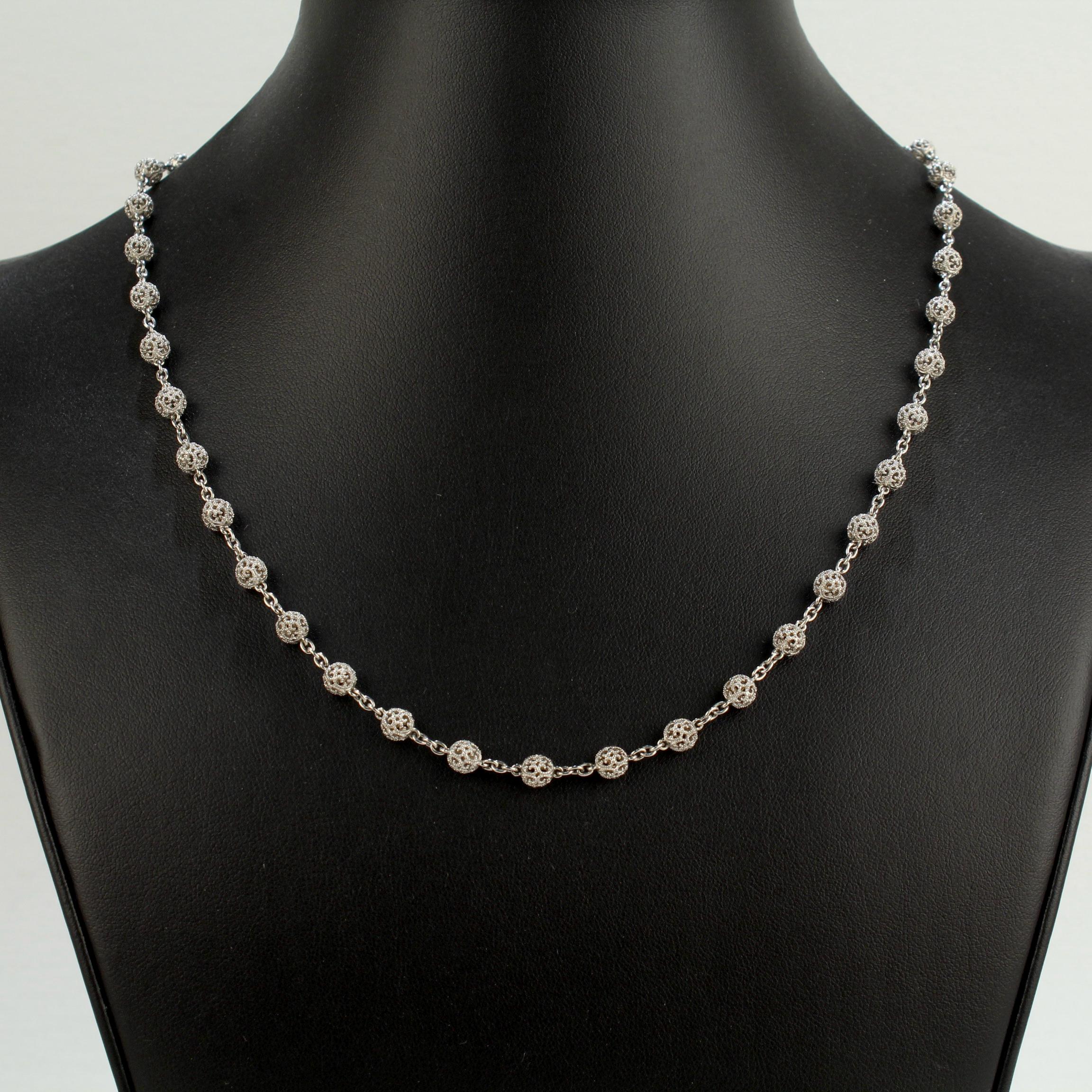 Cynthia Bach, collier de perles en filigrane en or blanc 18 carats Pour femmes en vente