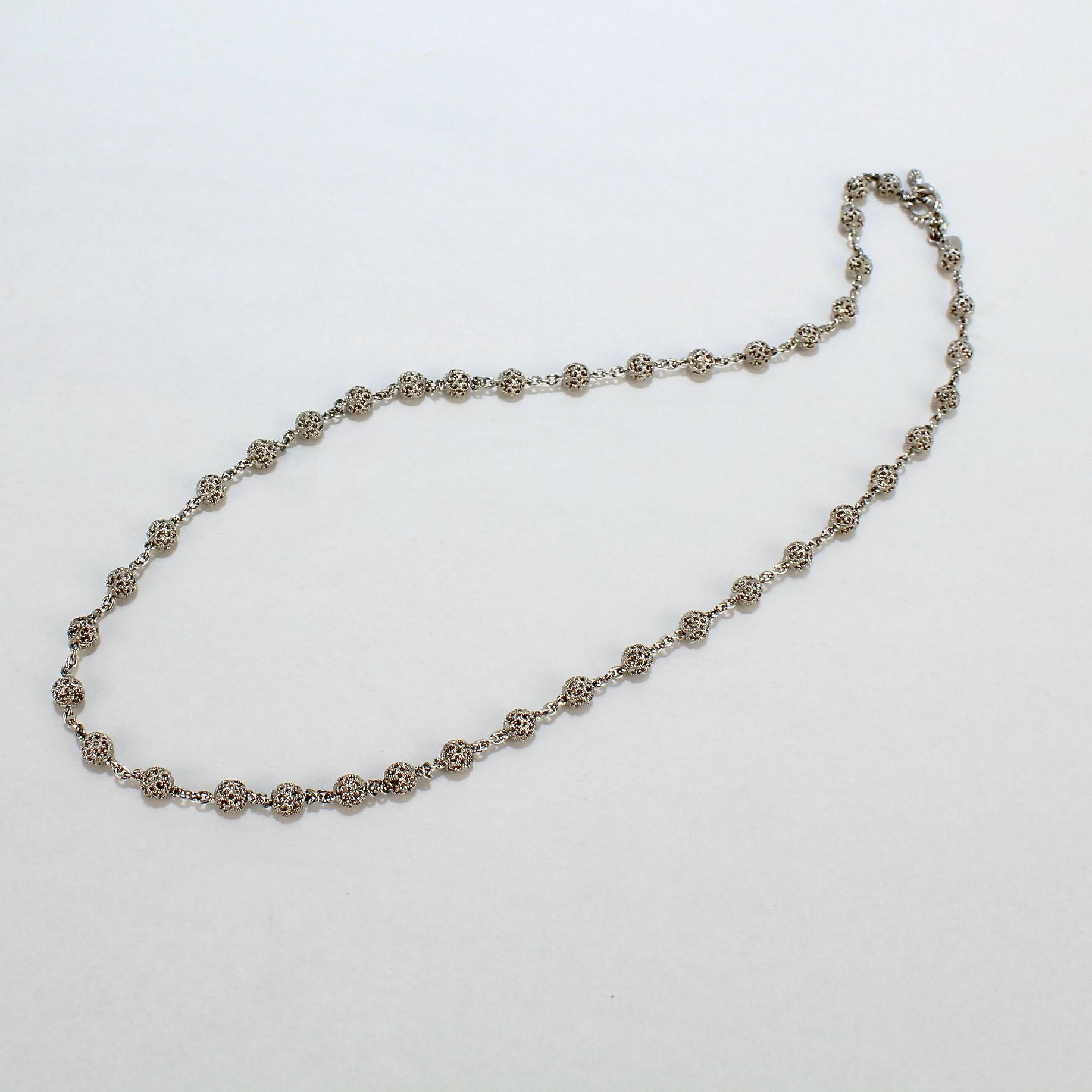 Cynthia Bach, collier de perles en filigrane en or blanc 18 carats en vente 1