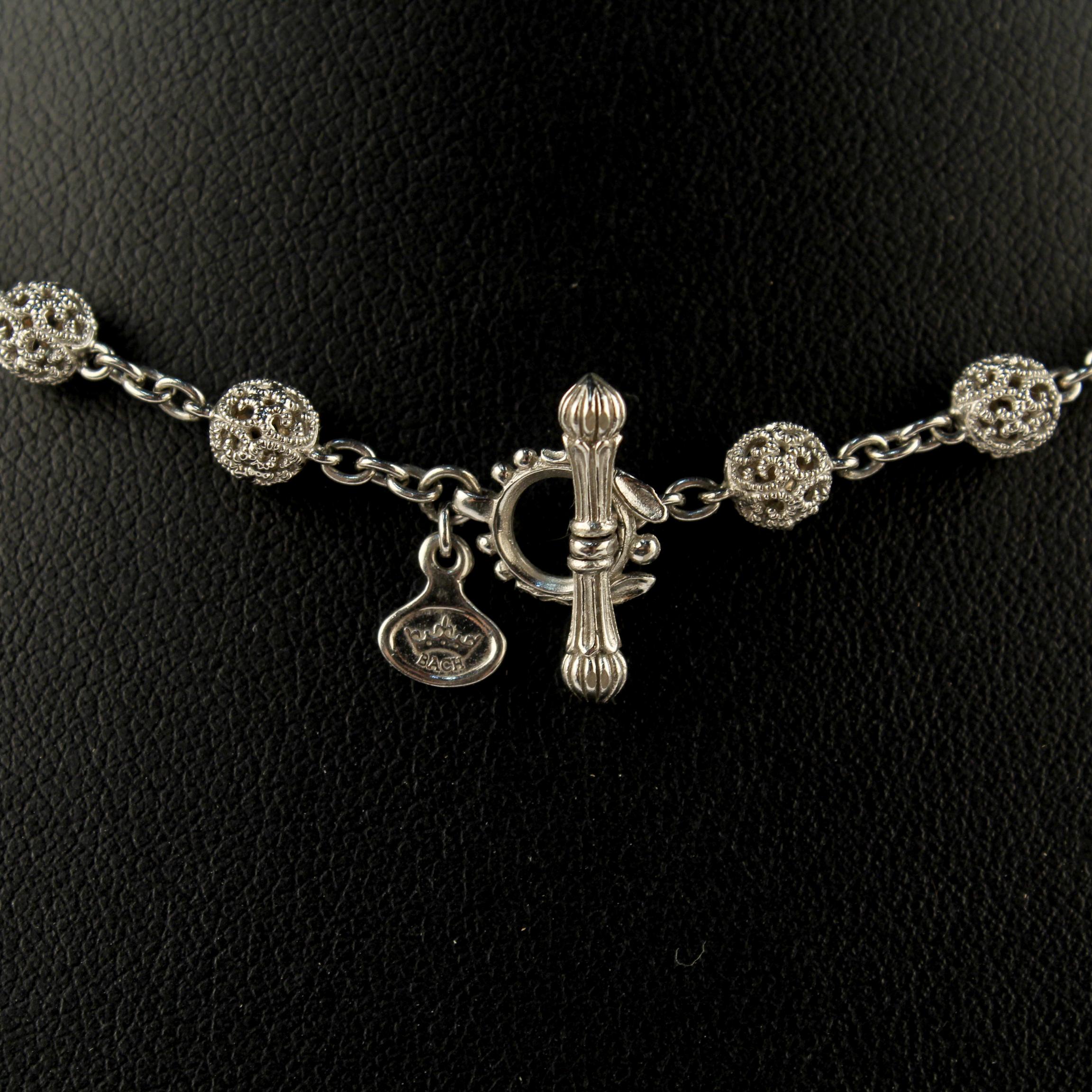 Cynthia Bach 18 Karat White Gold Filigree Beaded Necklace In Good Condition In Philadelphia, PA