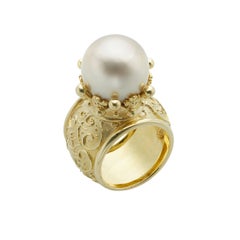 Cynthia Bach Golden Pearl and 18 Karat Yellow Gold Ring