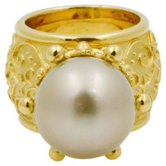 Cynthia Bach Golden Pearl and 18 Karat Yellow Gold Ring