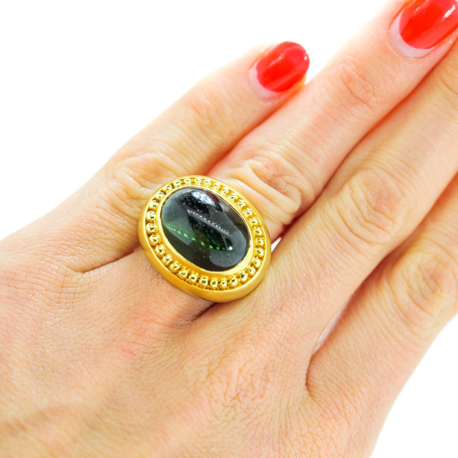 Modern Cynthia Bach Green Tourmaline Gold Ring For Sale