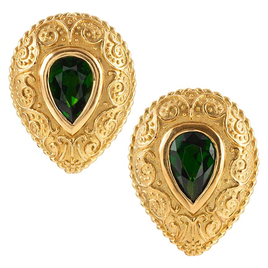 Cynthia Bach Pear-Shaped Tsavorite Garnet Earrings For Sale