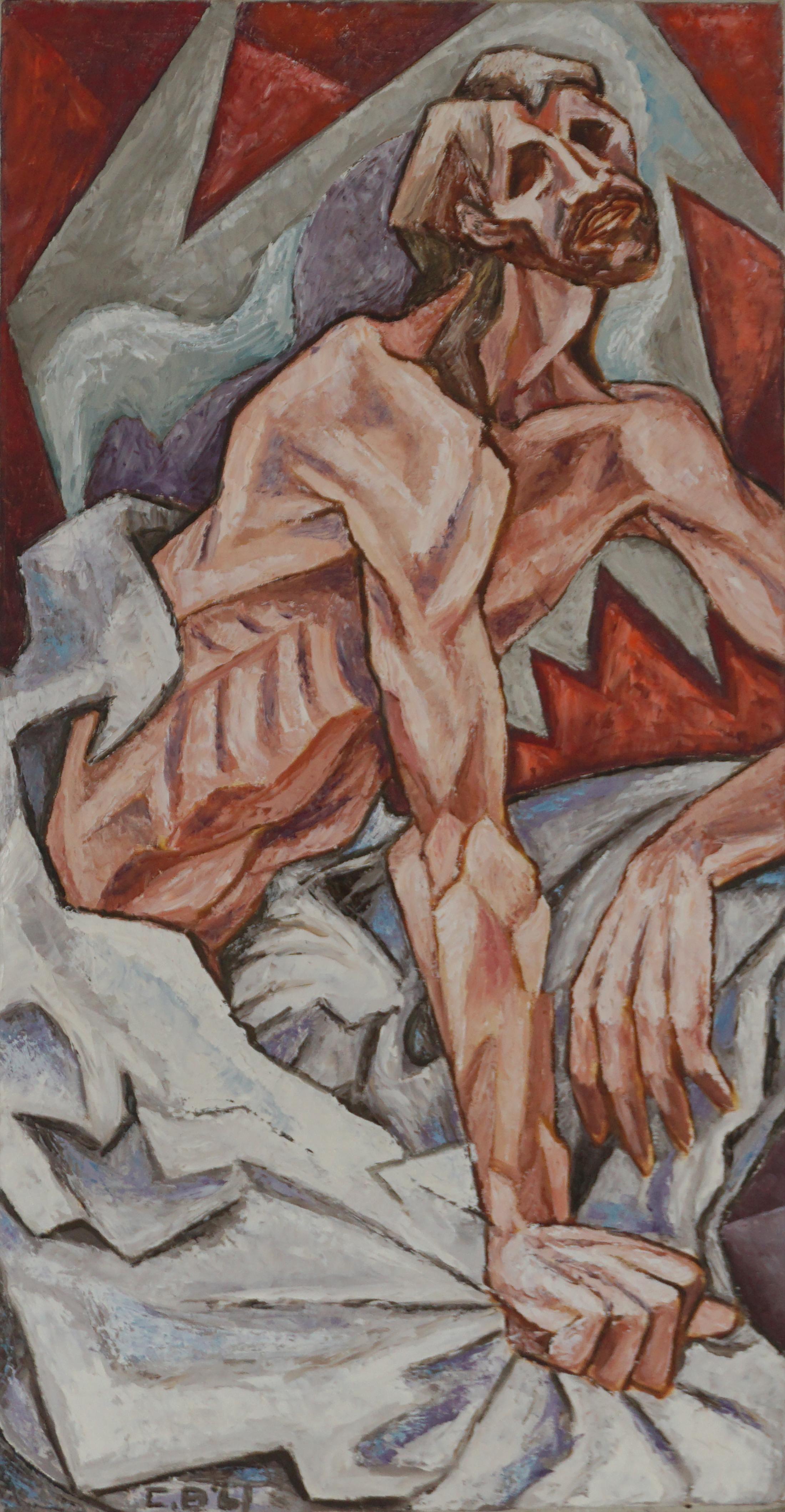 Figurative Painting de Cynthia Bissell - Figurativo Abstracto Moderno de Mitad de Siglo - Mañana de Hombre
