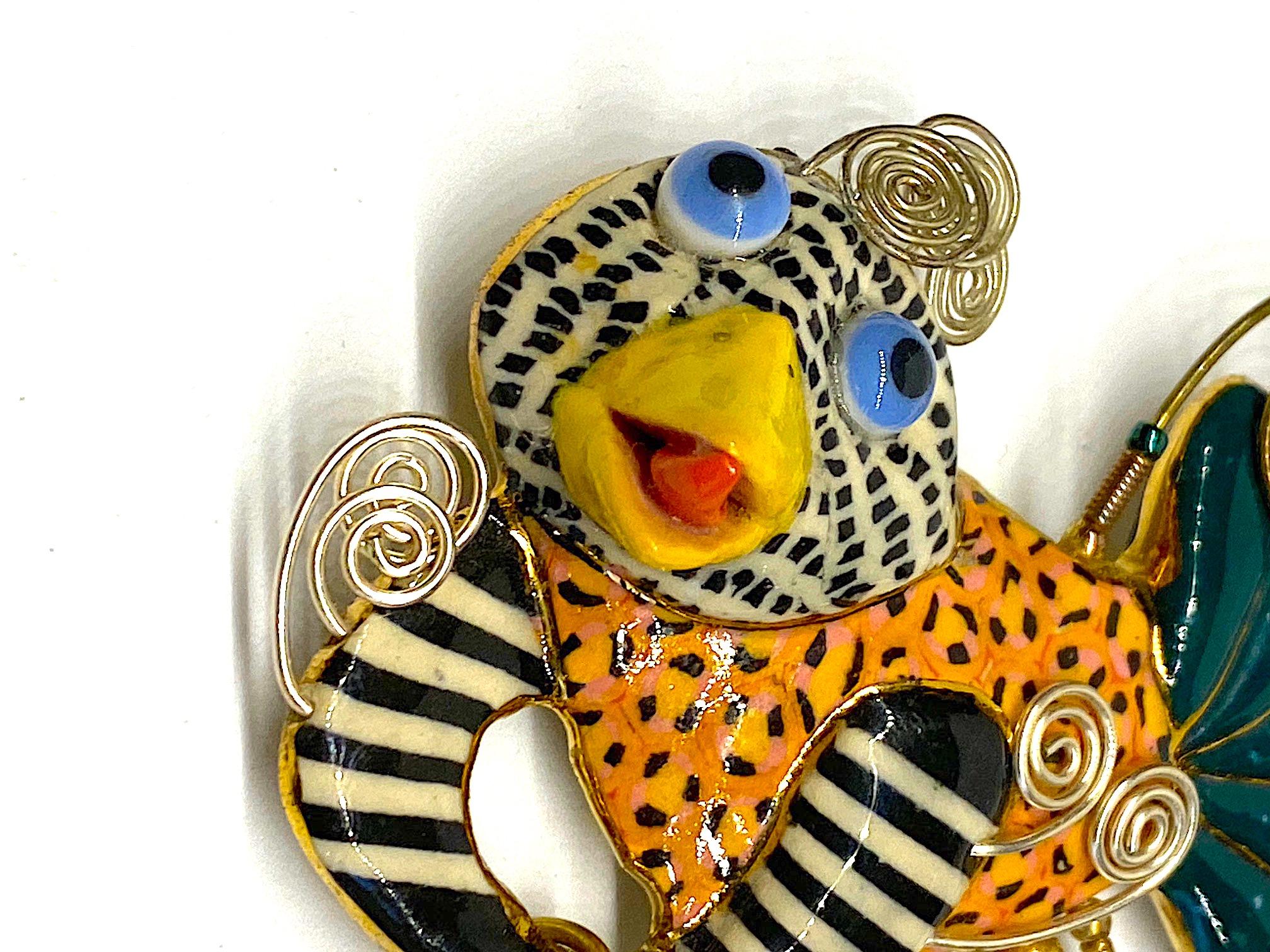 Cynthia Chuang, Jewelry 10, Porcelain & Glass Chicken with Basket Brooch 4