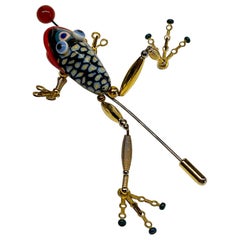 Retro Cynthia Chuang, Jewelry 10, Porcelain & Glass Frog Brooch