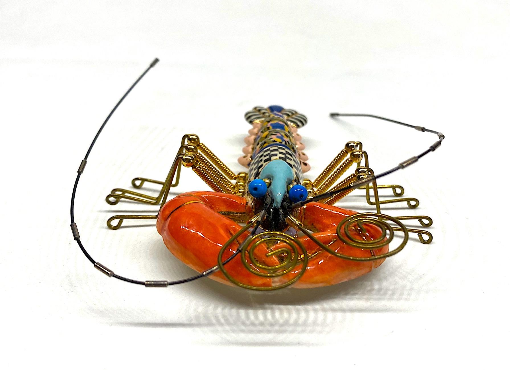 Cynthia Chuang, Jewelry 10, Porcelain & Glass Lobster Brooch In Fair Condition In New York, NY