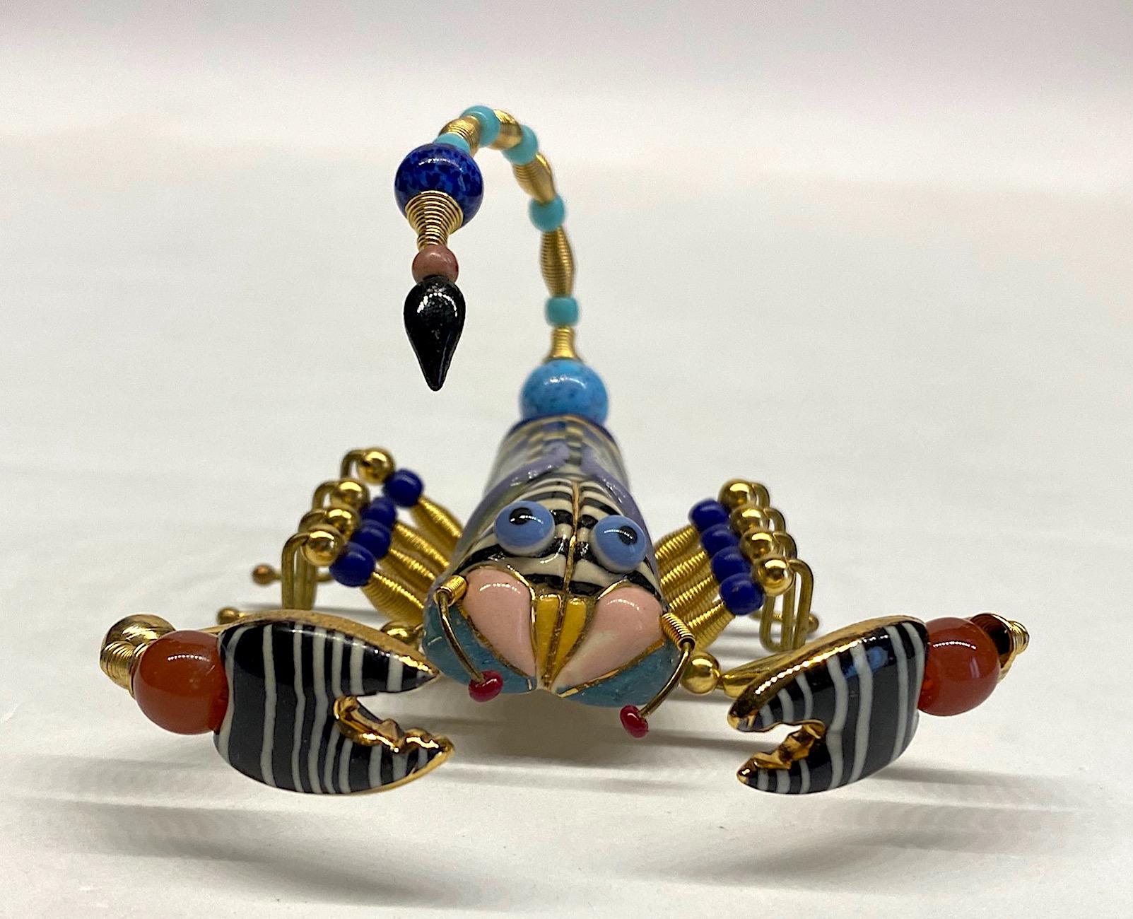 Cynthia Chuang, Jewelry 10, Porcelain & Glass Scorpion Brooch In Good Condition In New York, NY