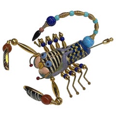 Vintage Cynthia Chuang, Jewelry 10, Porcelain & Glass Scorpion Brooch