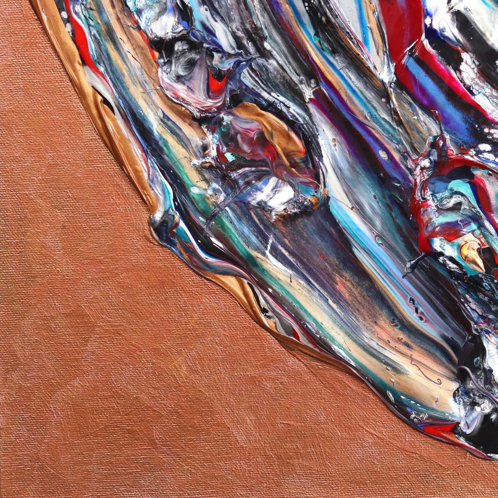 Always On My Mind - Opera d'arte originale con cuore colorato dipinta con la tecnica dell'impasto in vendita 2