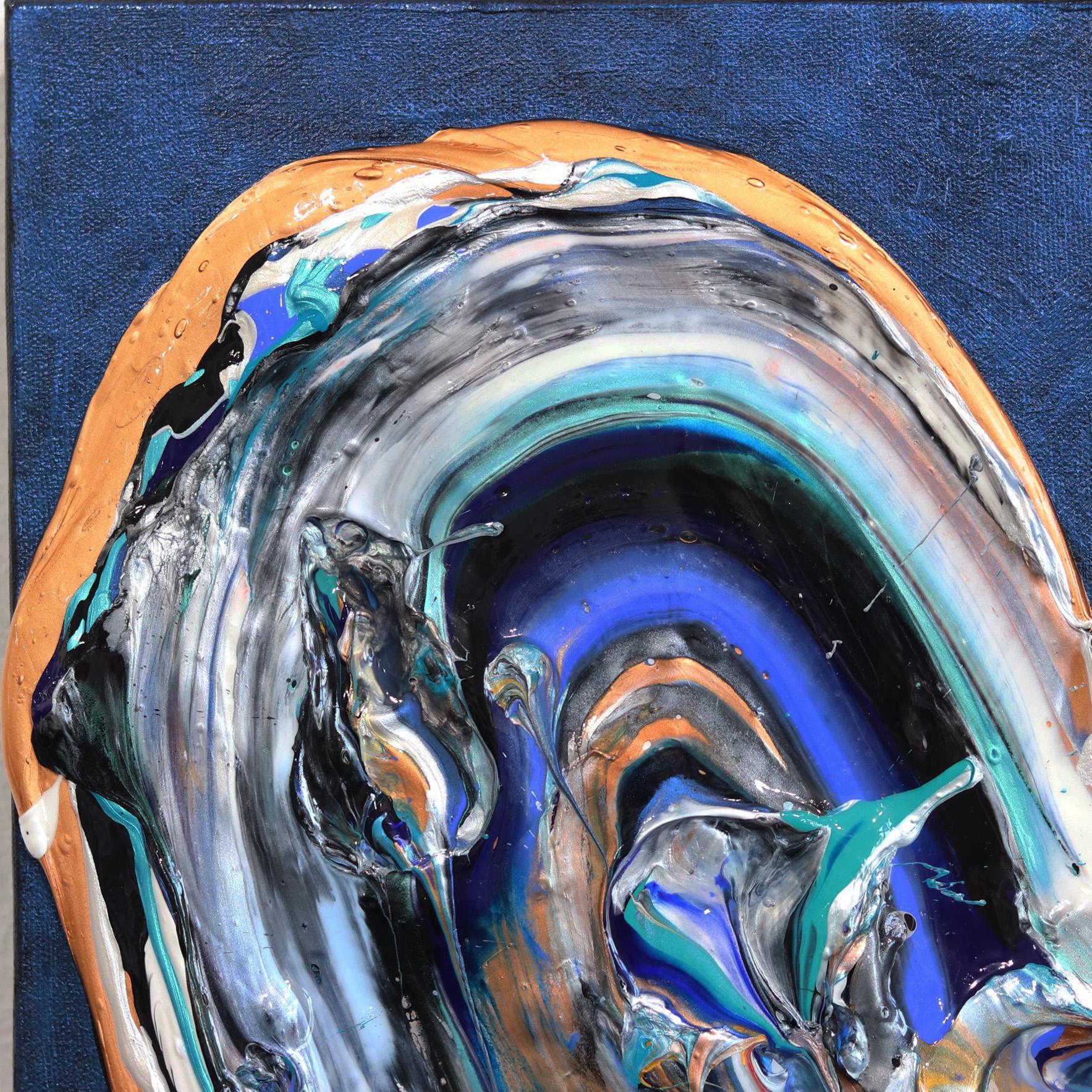 Kiss You, Taste You All Night - Peinture épaisse bleue Impasto - Contemporain Painting par Cynthia Coulombe Bégin