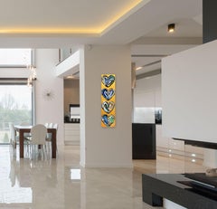 L'Amour Qui Grandit - Tall Dynamic Textured Hearts Painting on Canvas