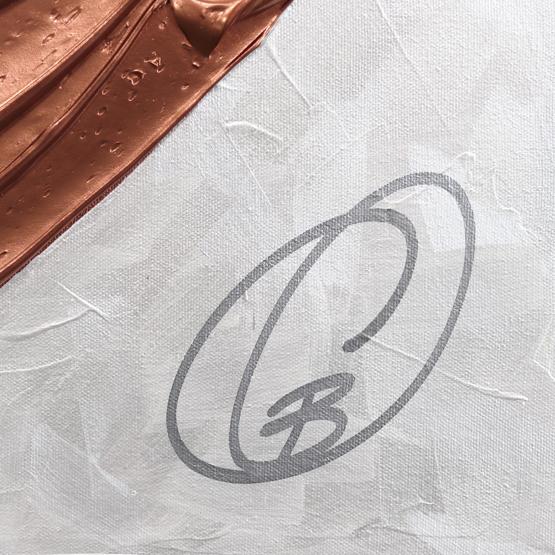 Blush and Brave - Pittura originale a Impasto con cuore a trama metallica spessa in vendita 5