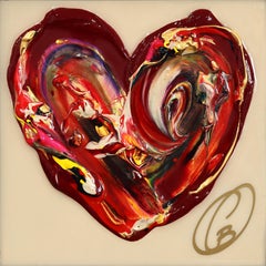 Born to Love XXXX - Color Drenched Impasto Textured Heart Artwork on Canvas