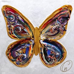 La fe hace que todo sea posible - Impasto Pintura Gruesa Obra de Arte Original Mariposa
