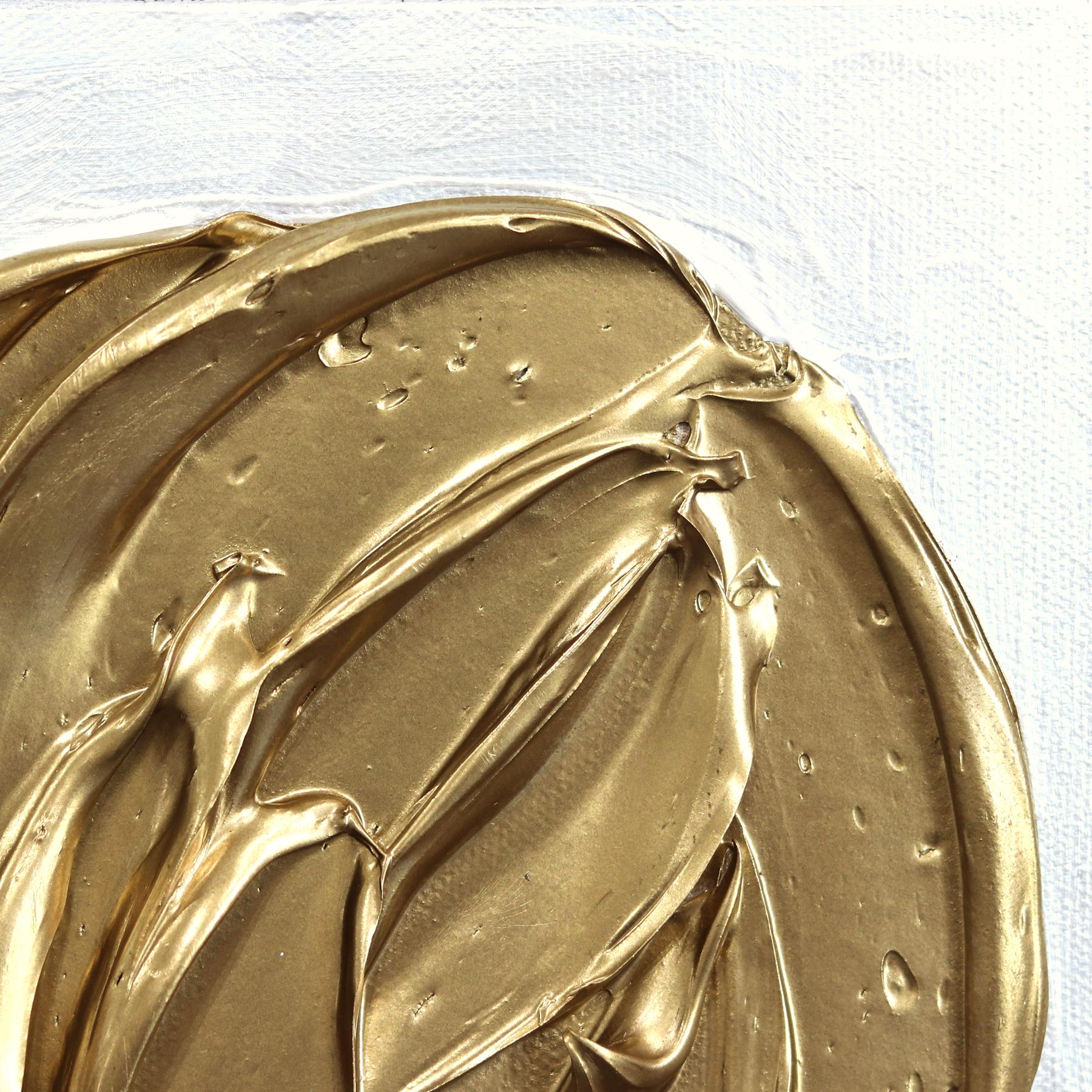 Gold Is A Feeling - Impasto Original Thick Metallic Textured Heart Painting For Sale 2