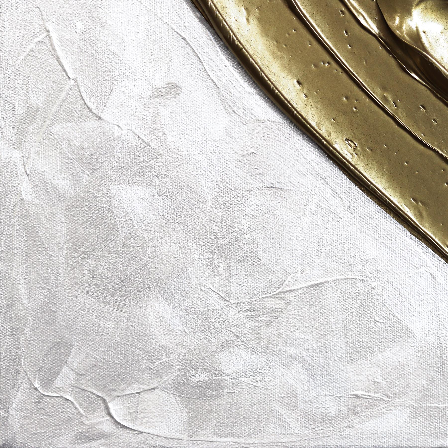 El oro es un sentimiento - Impasto Pintura original con textura metálica gruesa Corazón en venta 2
