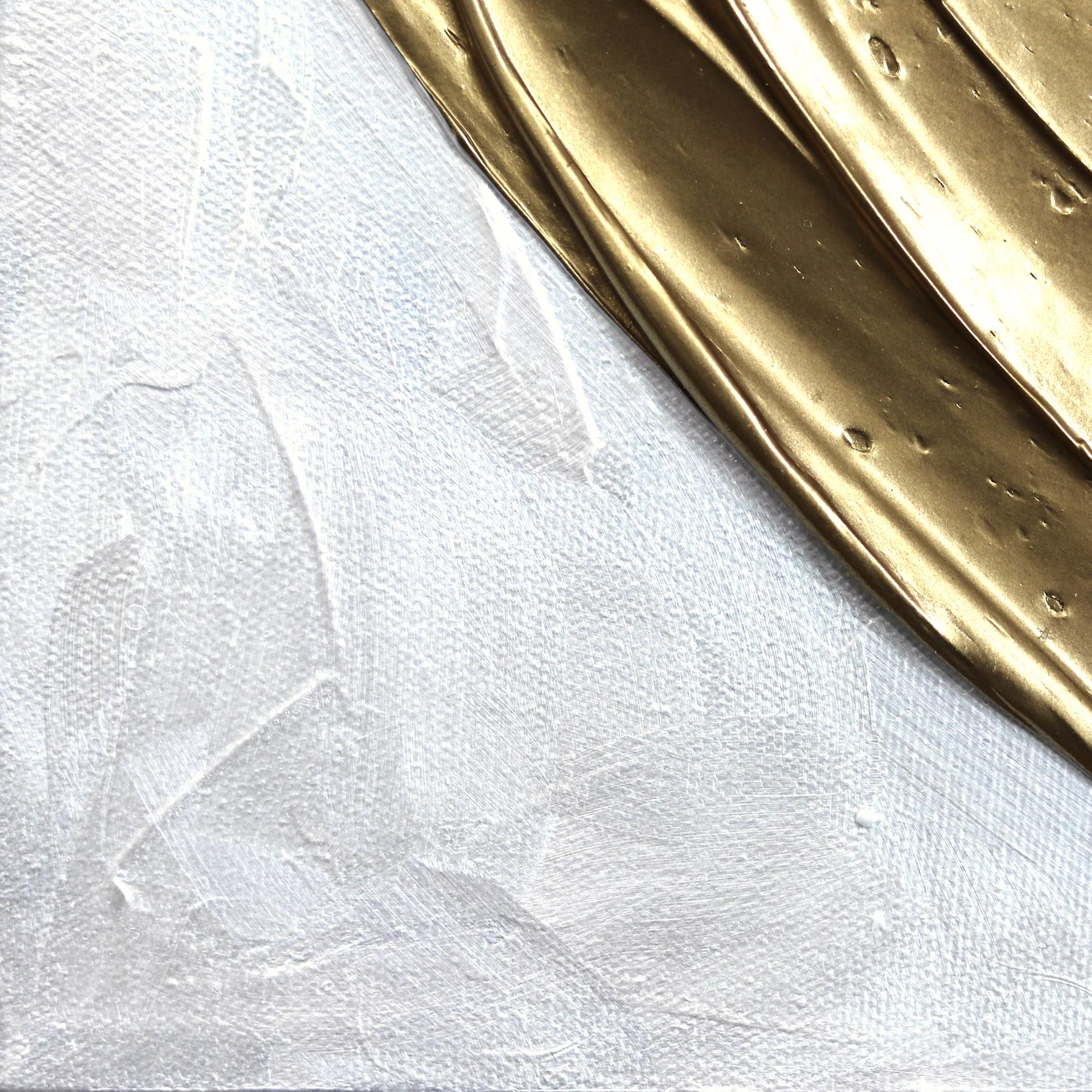 Gold Is A Feeling - Impasto Original Thick Metallic Textured Heart Painting For Sale 4