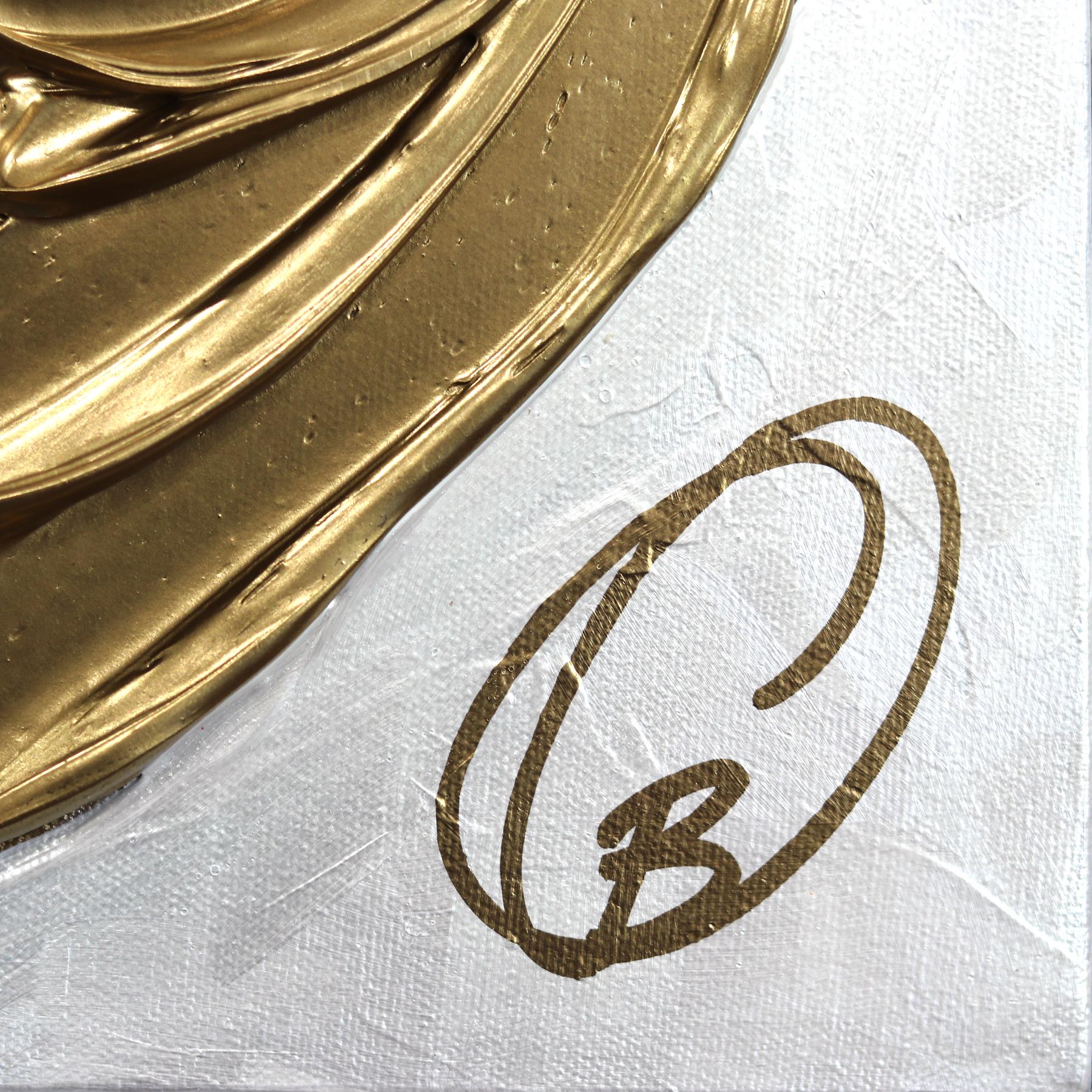 Gold Is A Feeling - Impasto Original Thick Metallic Textured Heart Painting For Sale 5